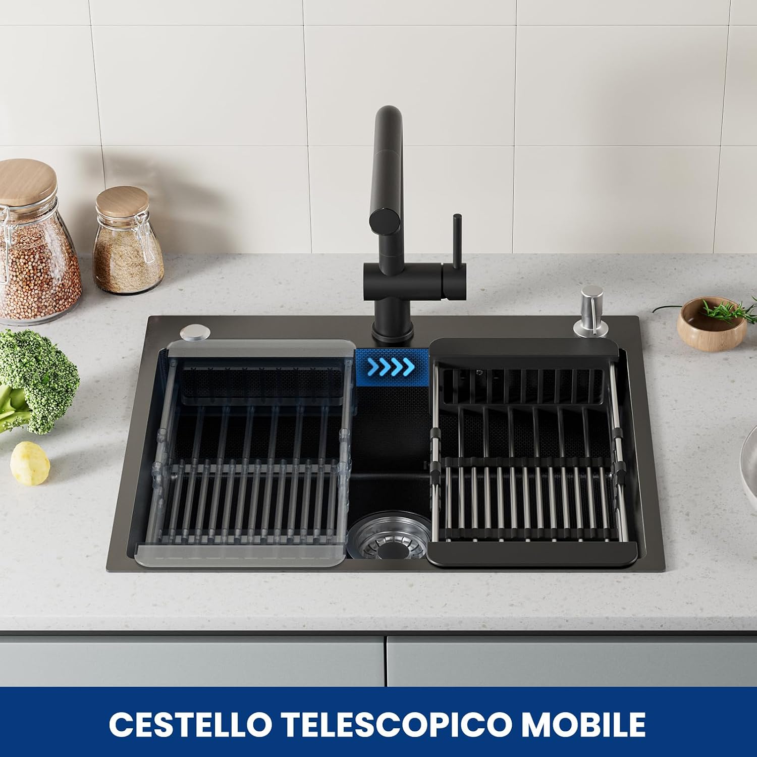 Detalle 2 de CECIPA 60x49 cm Lavello Nero 1 Vasca in Acciaio Inox