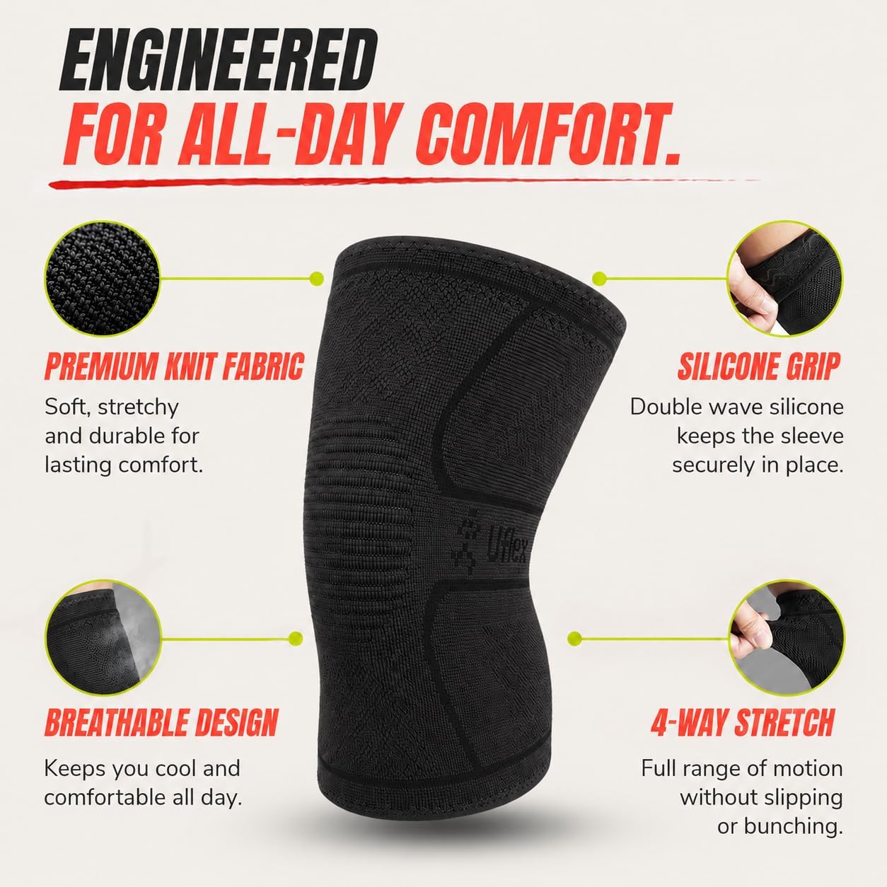 Thumbnail 4 de UFlex Knee Compression Sleeve Nylon Blend