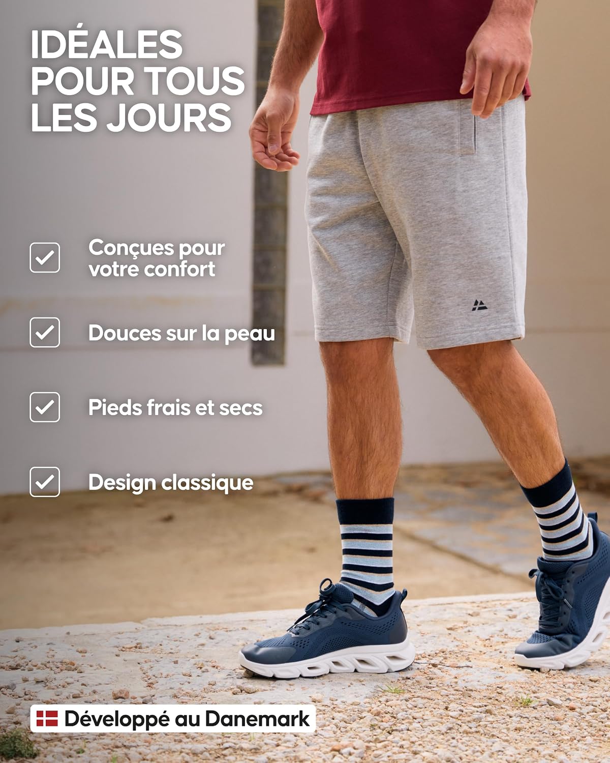 Detalle de DANISH ENDURANCE Chaussettes en coton premium respirantes (6 paires) pour homme, femme et unisexe