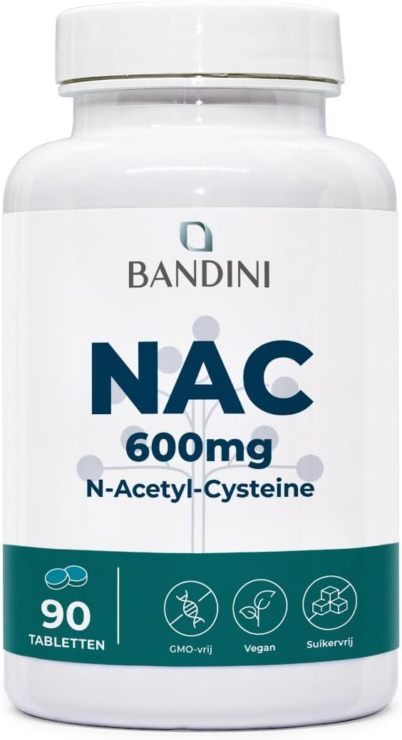 Detalle de Bandini NAC N-Acetyl-Cysteïne 600 mg tabletten, 90 stuks, veganistisch