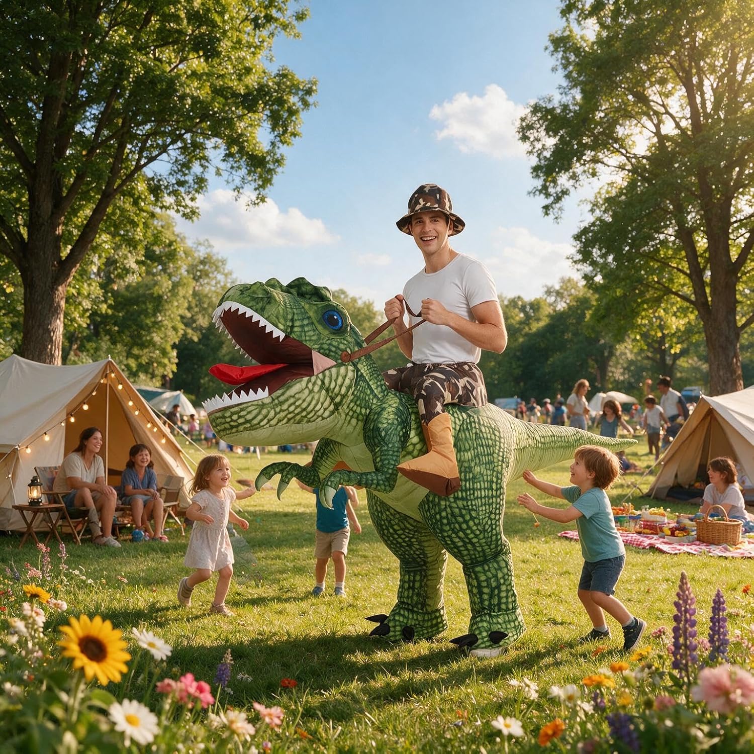 Detalle 2 de One Casa 80369ADULT Inflatable T-Rex Costume with Powered Fan, Adult Sizes