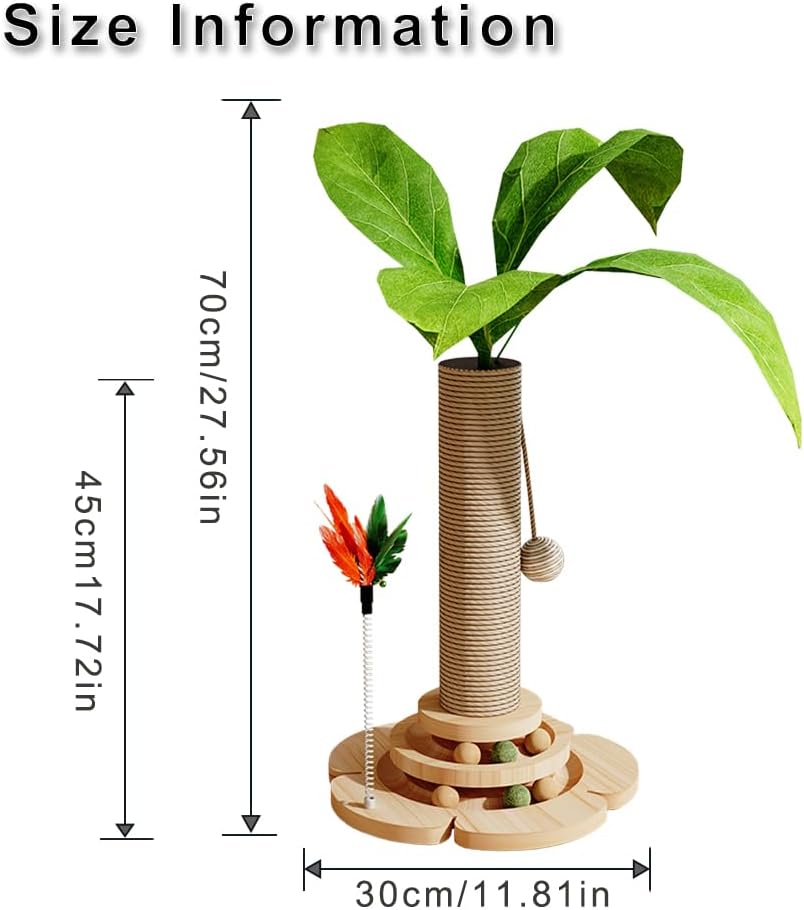 Thumbnail 5 de Marchul 5 in 1 Cat Toys: Multifunctional Scratching Post with Sisal Rope, Wooden Track Ball & Simulated Plants