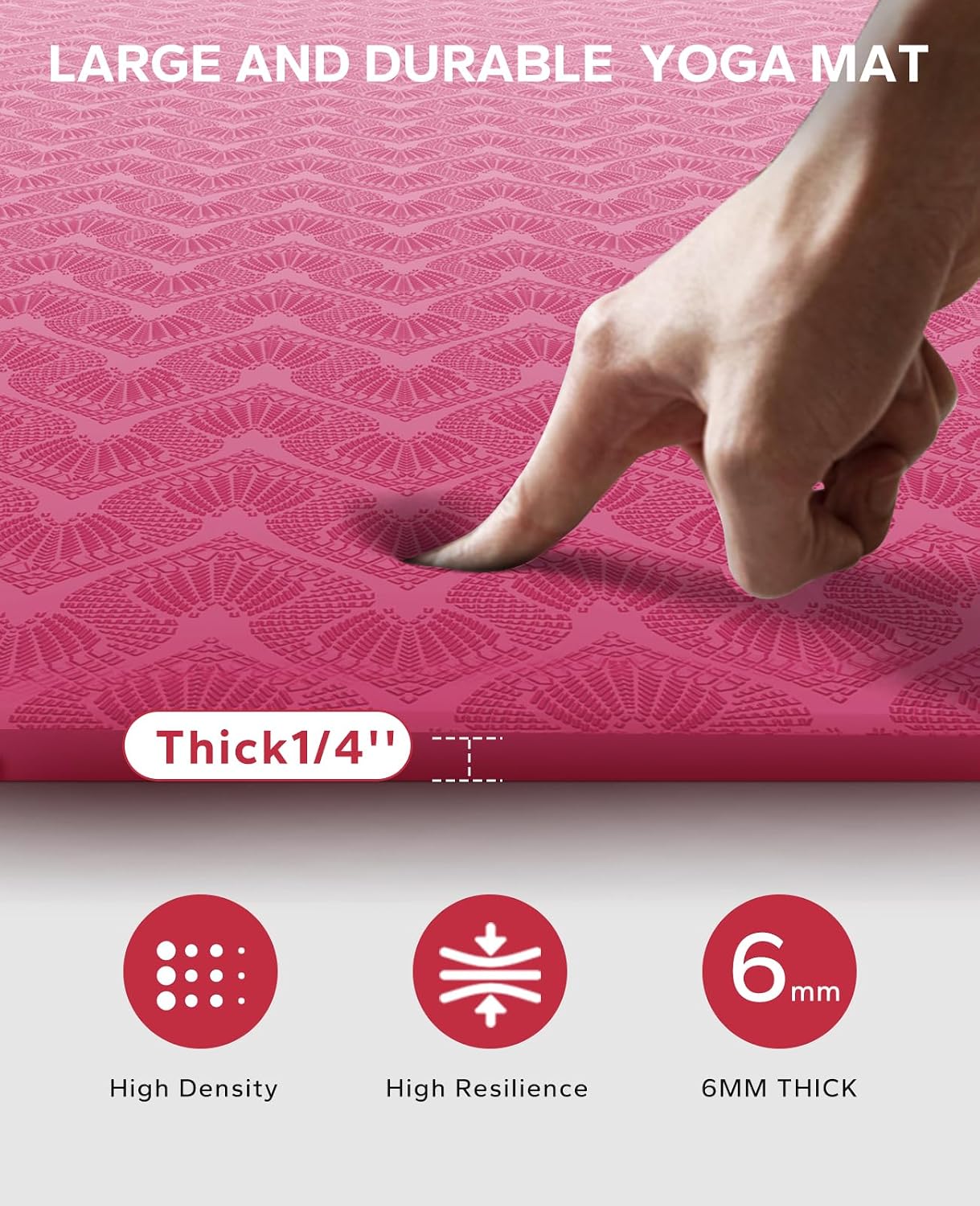 Thumbnail 3 de HAPBEAR Extra Large Yoga Mat, 72" x 48", 6 mm TPE, Double-Sided Grip