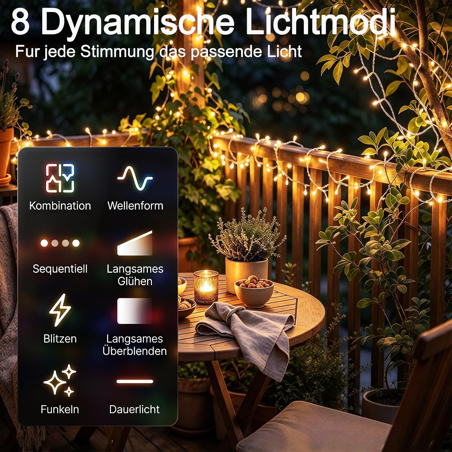 Detalle de Hopelit DCTM-10W łańcuch świetlny LED 10 m, 100 diod, ciepła biel, IP44