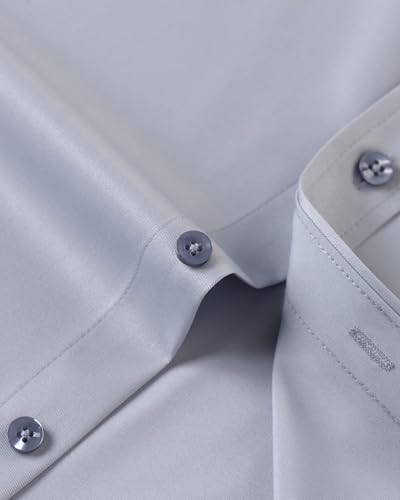 Detalle de J.VER Herren Hemd Unifarben Stretch Langarm – Regular Fit, Hellgrau, XL
