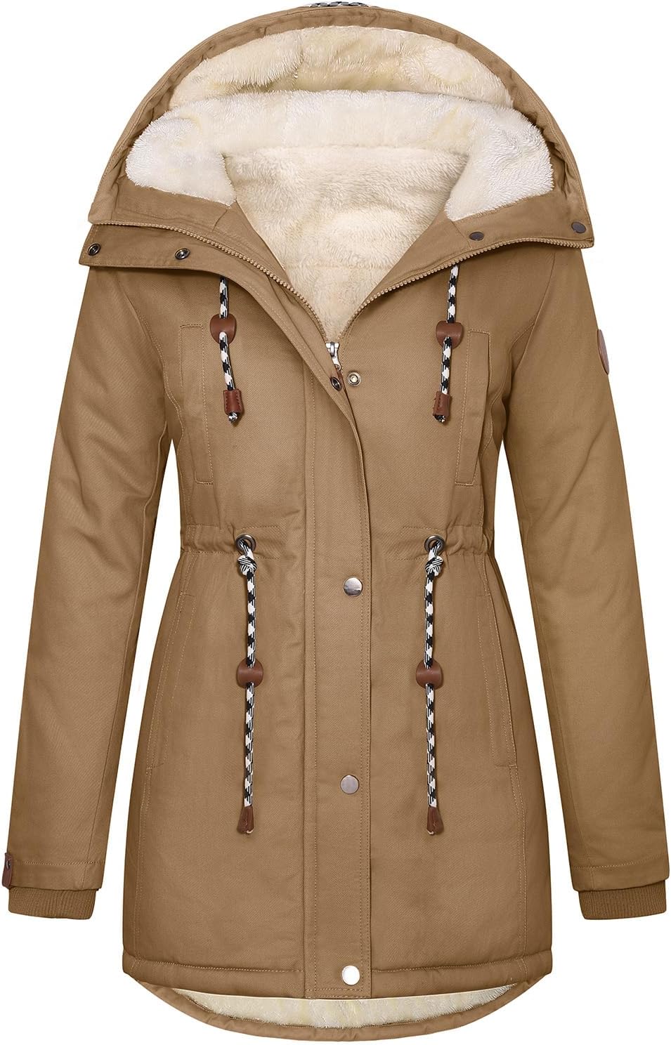 Imagen de Xnova Women's Winter Fleece-Lined Cotton Parka Jacket with Hood and Drawstring en OfertitasTOP