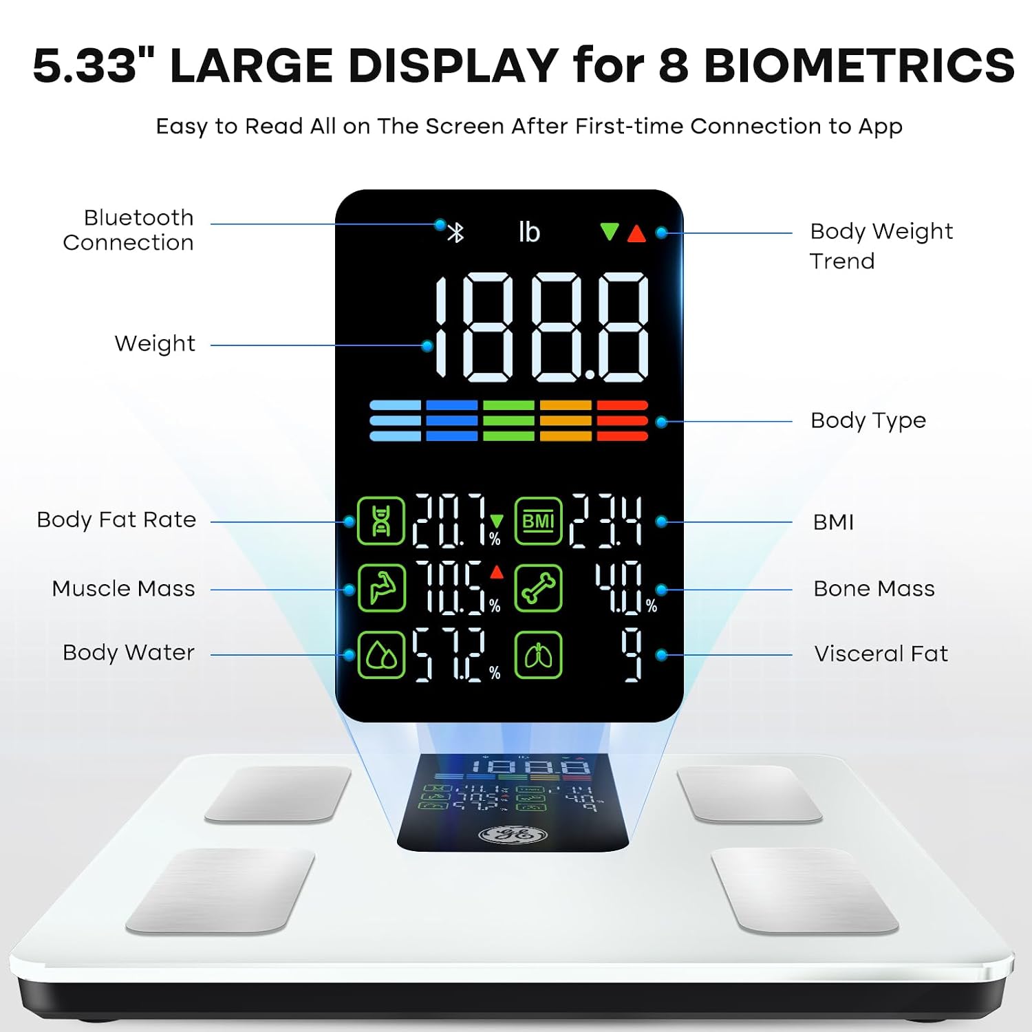 Detalle 2 de GE Fit Plus LN Smart Body Composition Scale, 500 lb Capacity, 11.8-Inch Platform