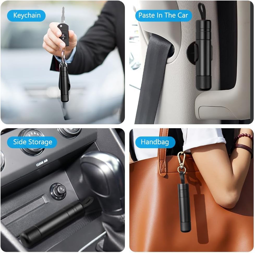 Detalle de URAQT Car Safety Hammer 2Pcs – 2 in 1 Window Breaker & Seatbelt Cutter