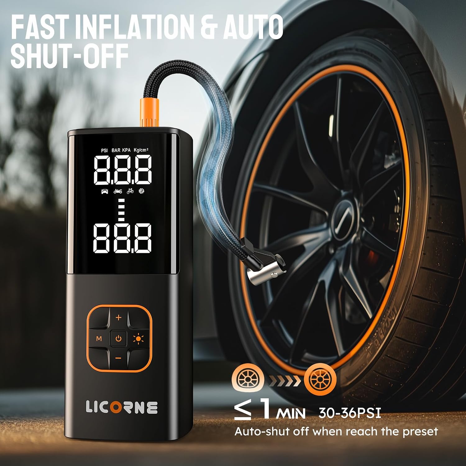 Detalle 2 de Tire Inflator Portable Air Compressor 180 PSI ⛽