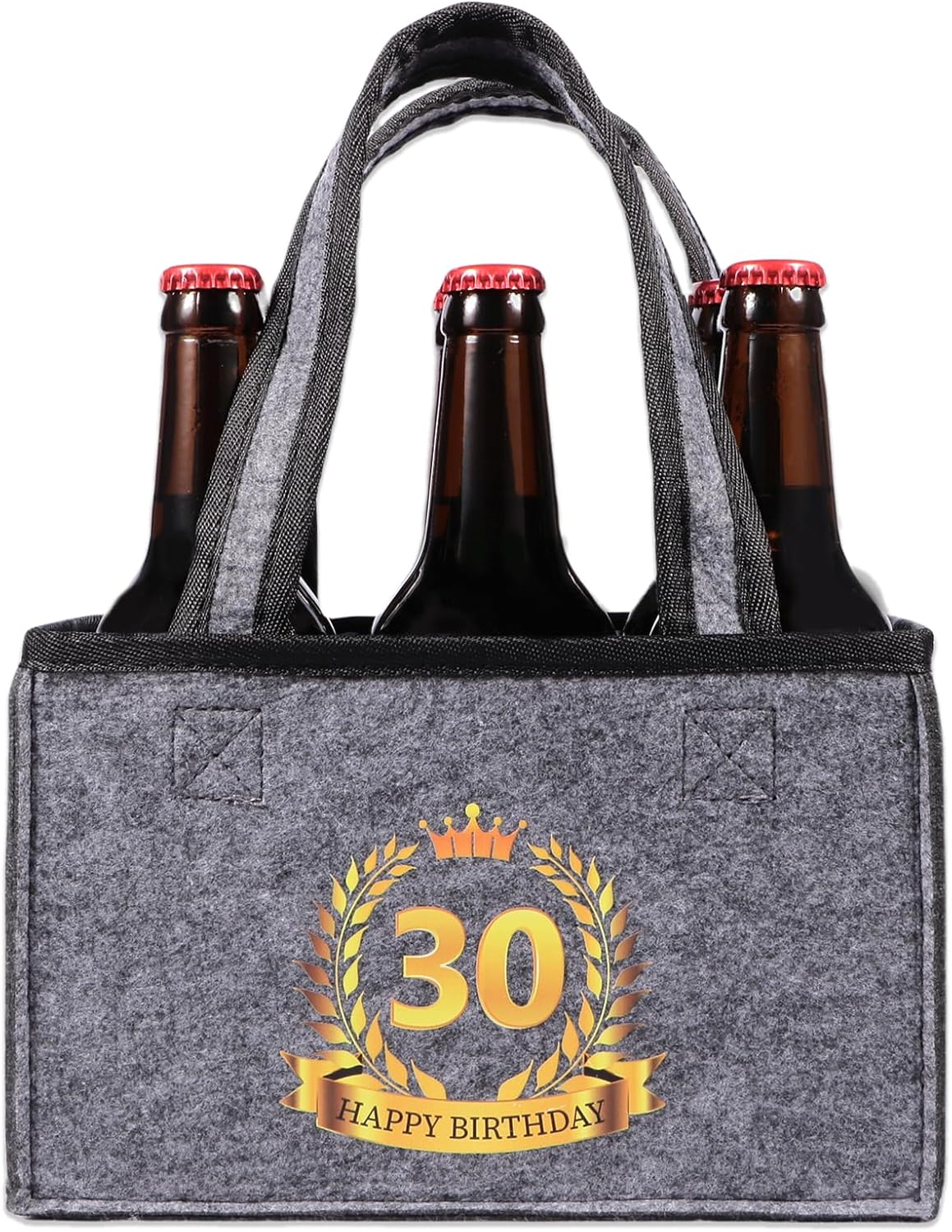 Detalle de Anicy 30th Birthday Gifts Bottle Carrier – 6-Bottle Felt Bag (Grey)