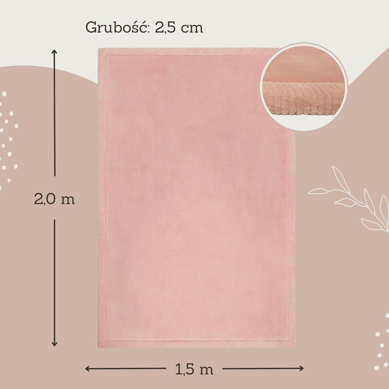 Detalle de Hakuna Matte Cloud – różowa mata do zabawy 200 × 150 cm z poliestru