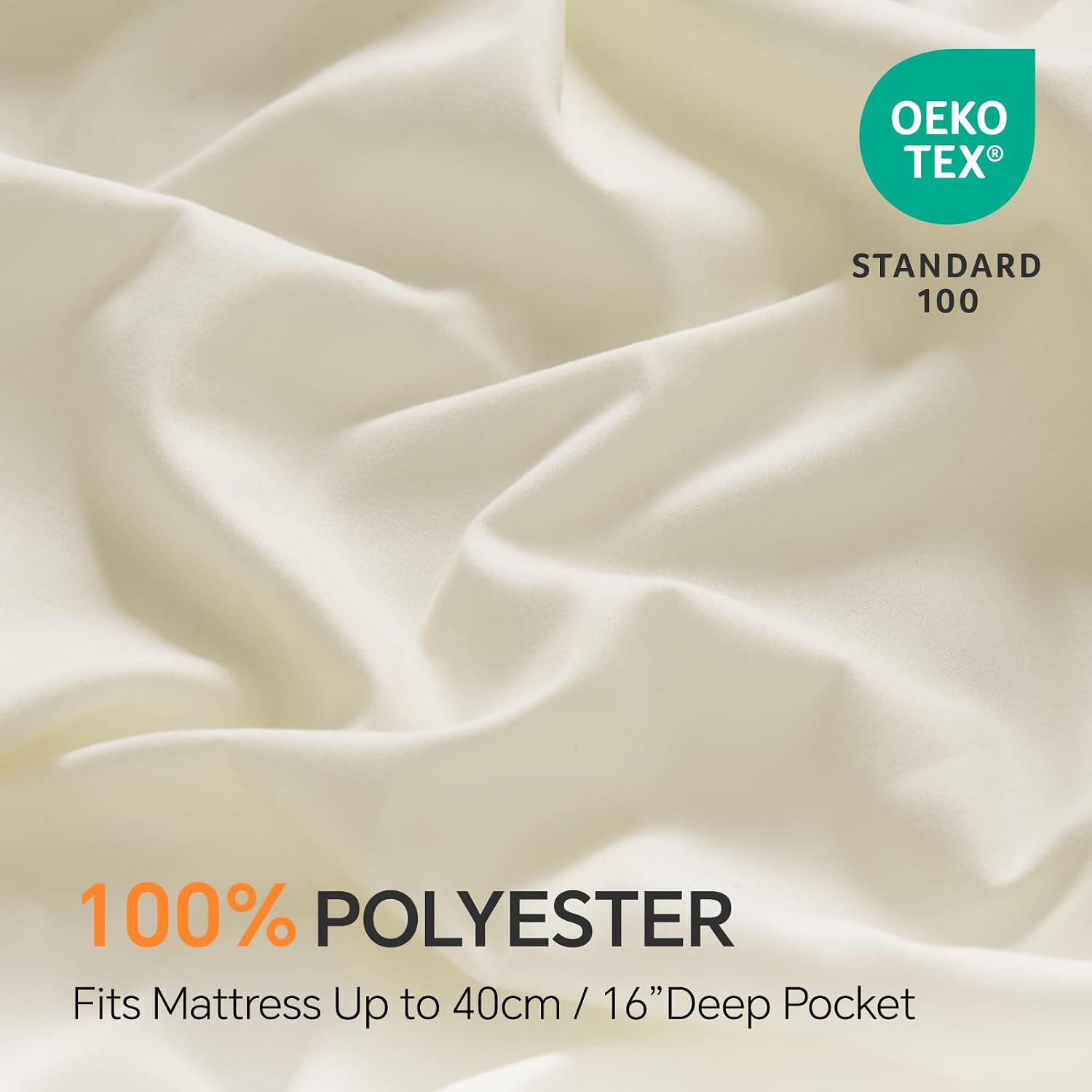 Thumbnail 1 de BEDELITE Super King Size Fitted Sheet Deep – Cream Yellow Brushed Microfibre, 40 cm Pocket