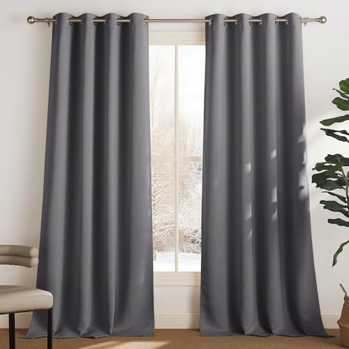 Detalle de PONY DANCE Lot de 2 Rideau Occultant Thermique 140x240 cm Gris — isolation et intimité