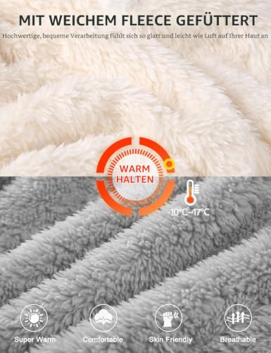 Detalle 2 de TOMEEK Damen Schlafanzug Set Winter Kuscheliger Polar Fleece – 3-teilig, Grau, Größe M