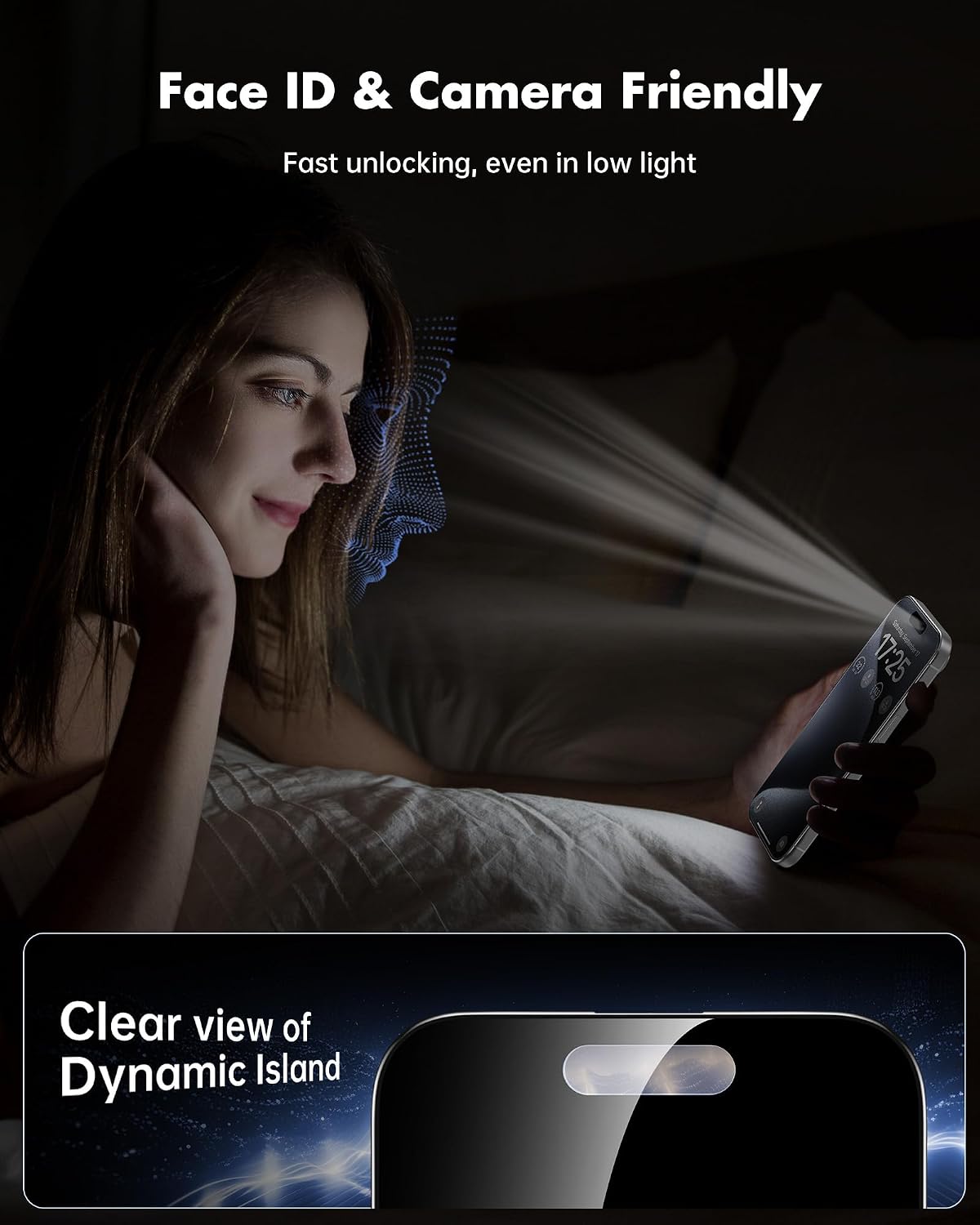 Detalle de UNBREAKcable Privacy Screen Protector for iPhone 15 Pro Max (6.7-Inch) — 2-Pack + Lens Protectors, 25° Anti-Spy Tempered Glass