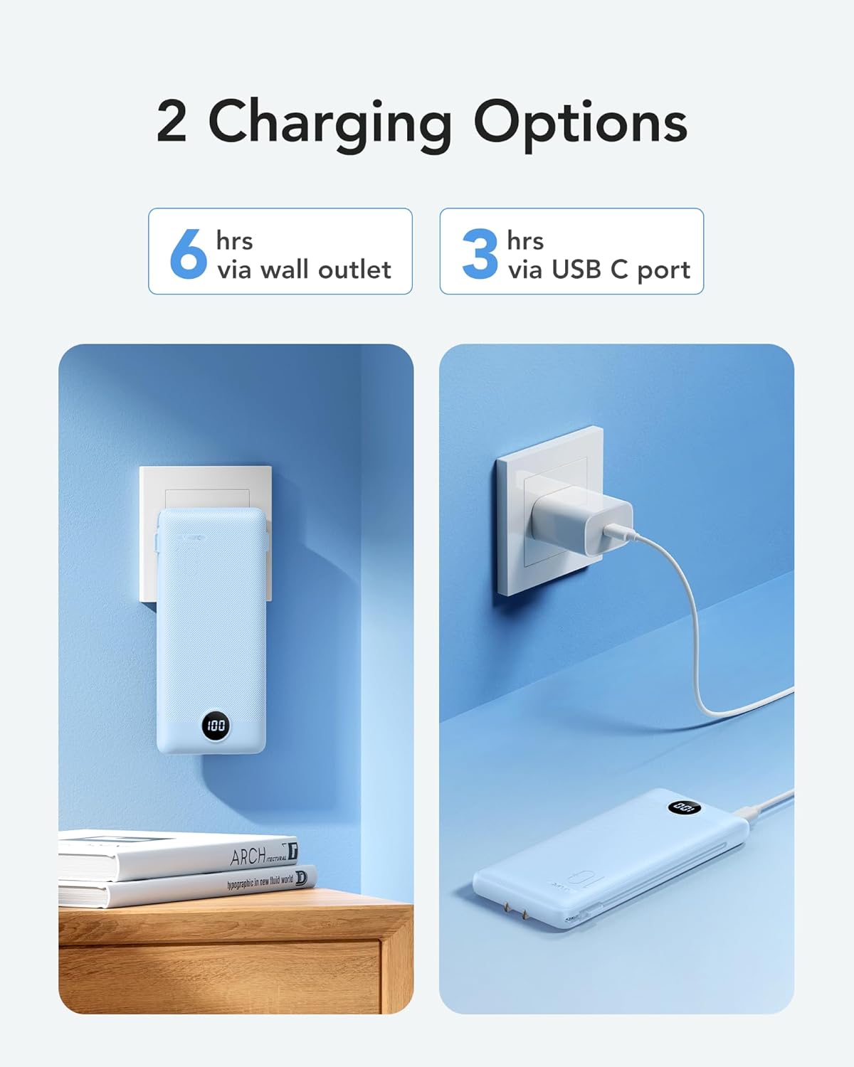 Detalle de VRURC T18 Portable Charger, 10,000mAh, 22.5W Fast Charging and Built-In Cables