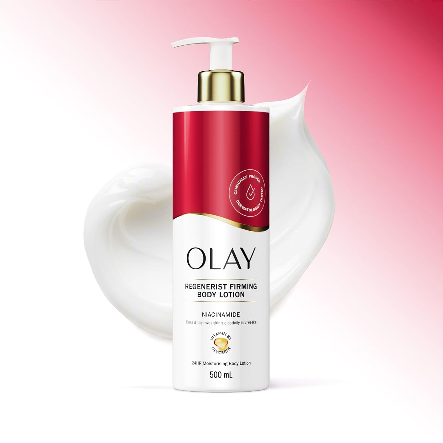 Detalle de Olay Niacinamide Regenerist Körperlotion – Niacinamid, Vitamin B3 & Glycerin, 500 ml