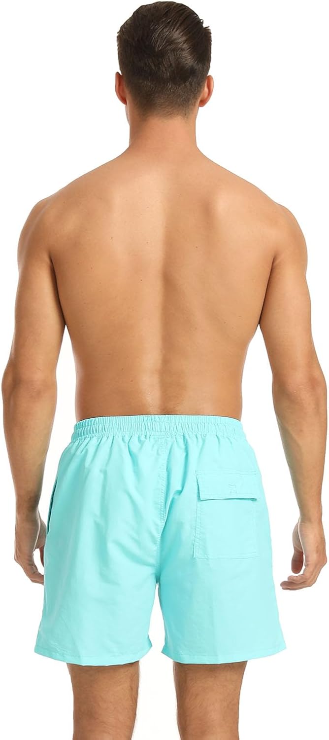 Detalle de JustSun Herren-Badeshorts mit Mesh-Futter, schnelltrocknend und verstellbarem Tunnelzug