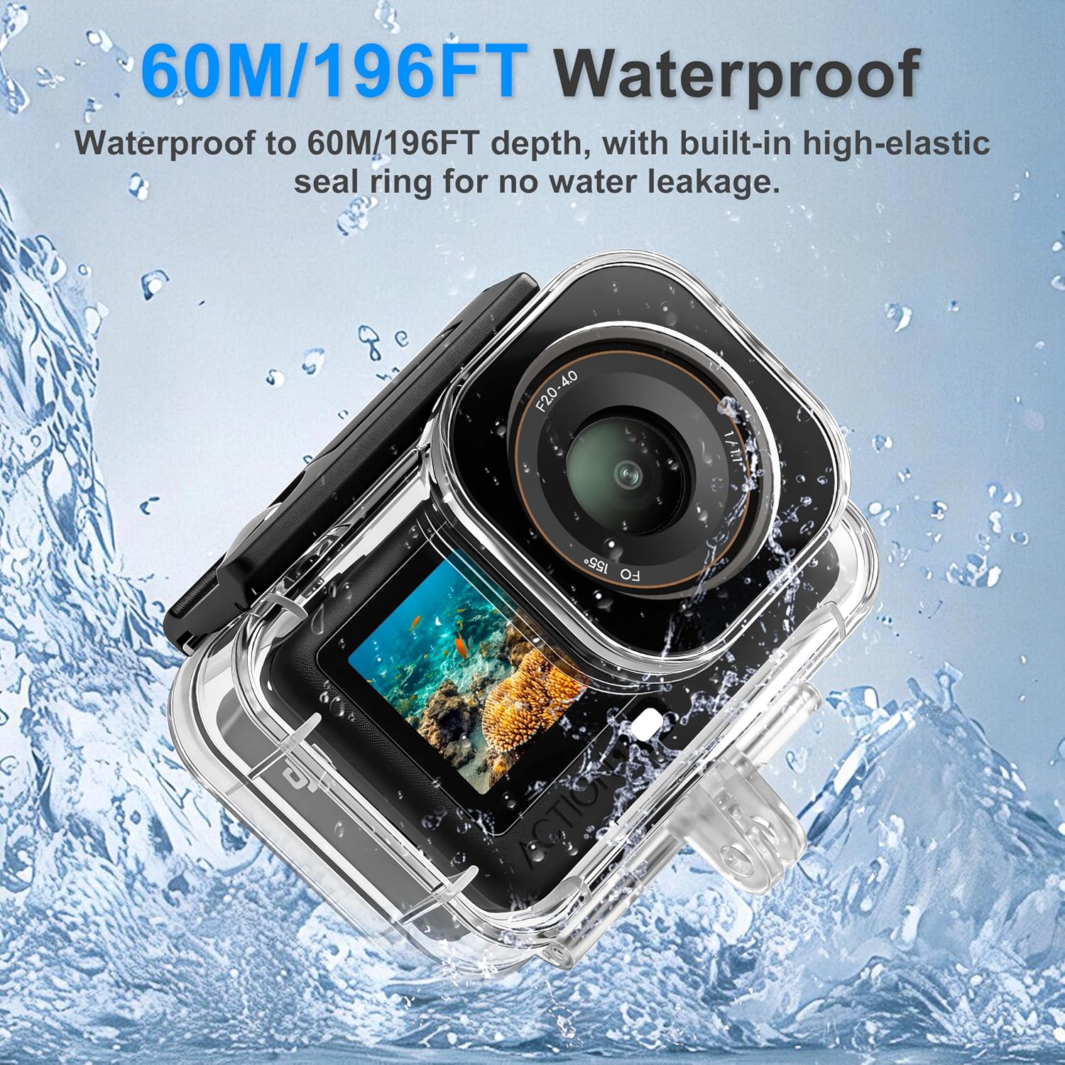 Detalle de FitStill 196FT/60M Underwater Waterproof Case for DJI Osmo Action 6