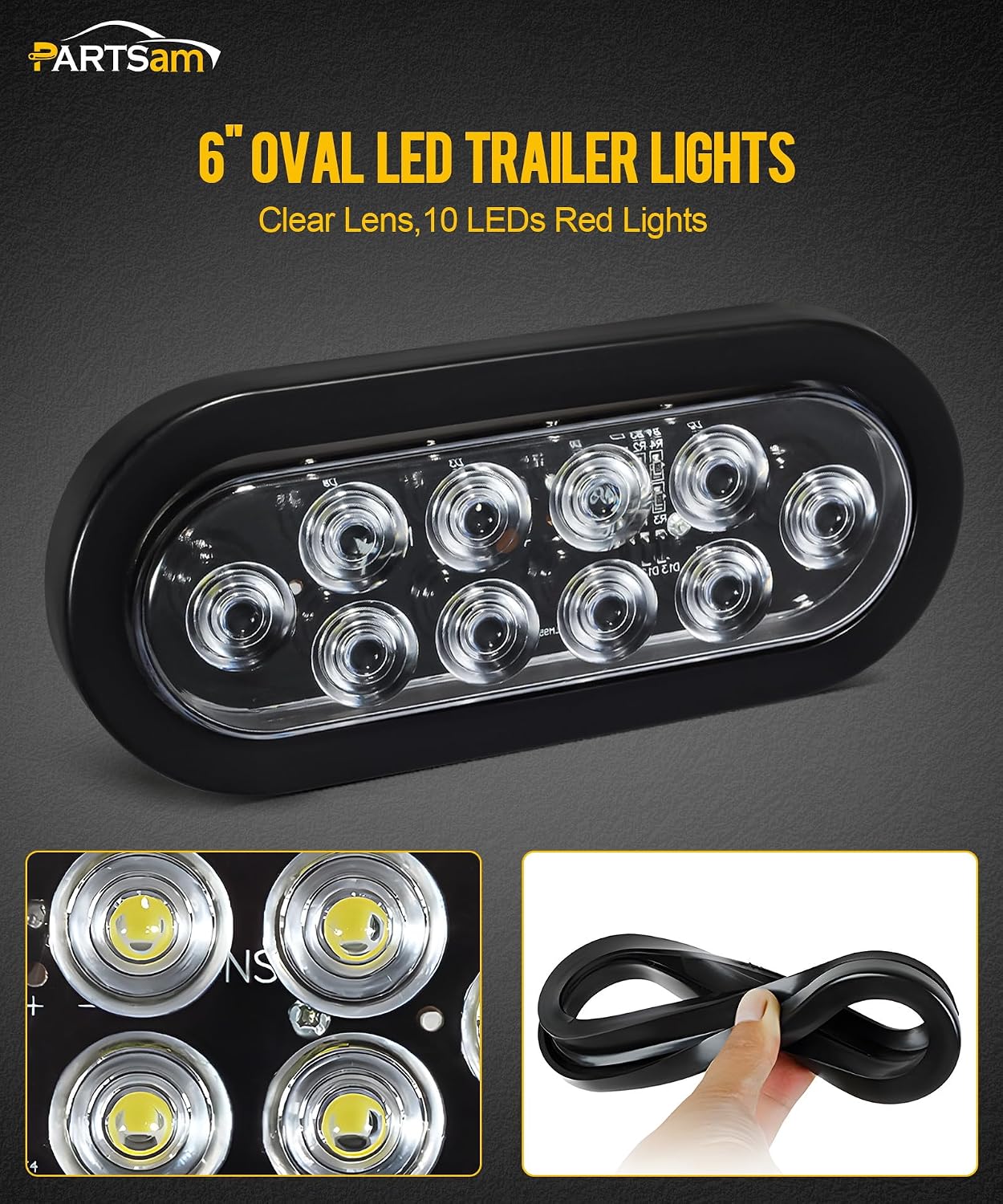 Thumbnail 1 de Partsam oval LED trailer lights, 6-inch