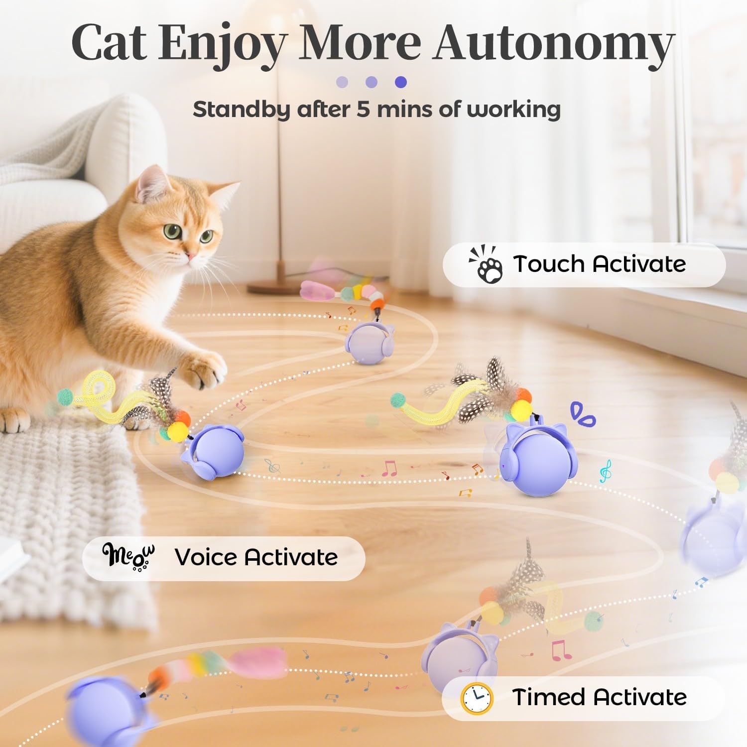 Detalle 2 de GoldenSun Cat Toys cat ball toy 4 modes