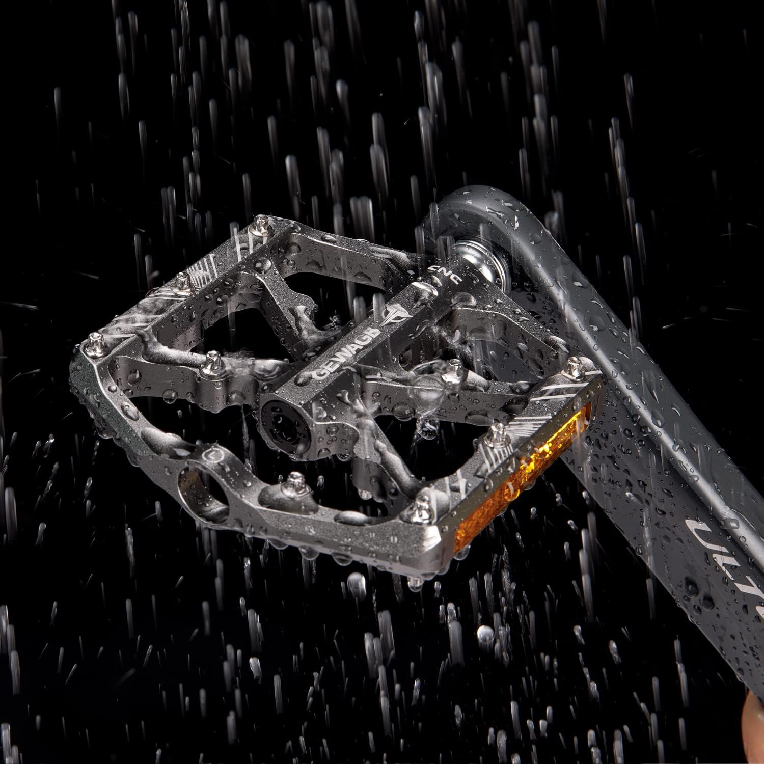 Detalle de GEWAGE Fahrradpedale mit Reflektoren – CNC-Aluminium Plattformpedale, 9/16 Zoll