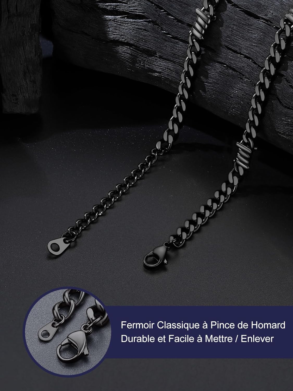 Detalle de Bandmax Chaîne Homme Acier Inoxydable Épines — Chaîne Cubaine Gothique 5 mm (40/45/50/55 cm) avec fermoir mousqueton