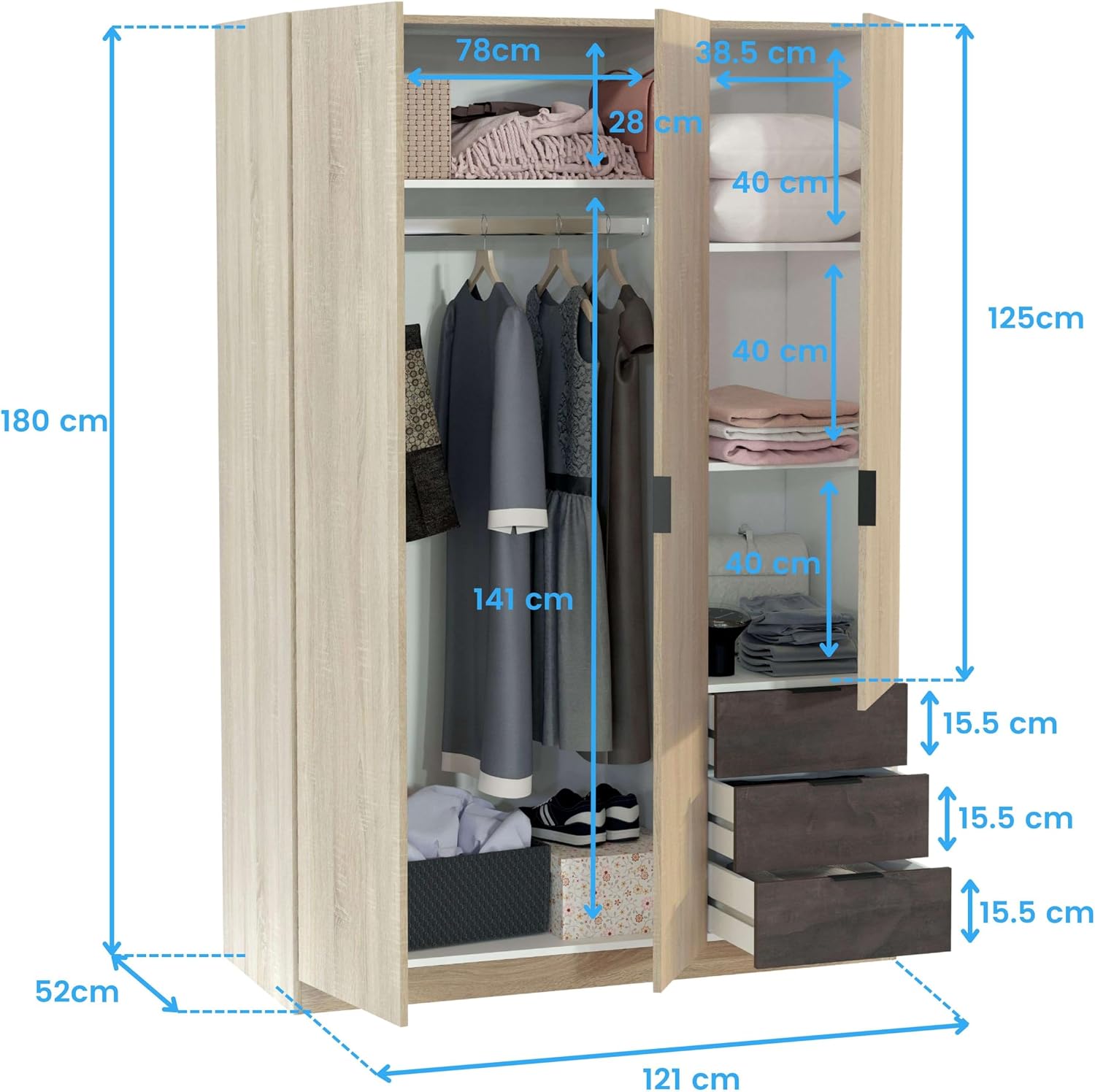 Thumbnail 2 de Habitdesign Armario Ropero 3 Puertas 180 cm