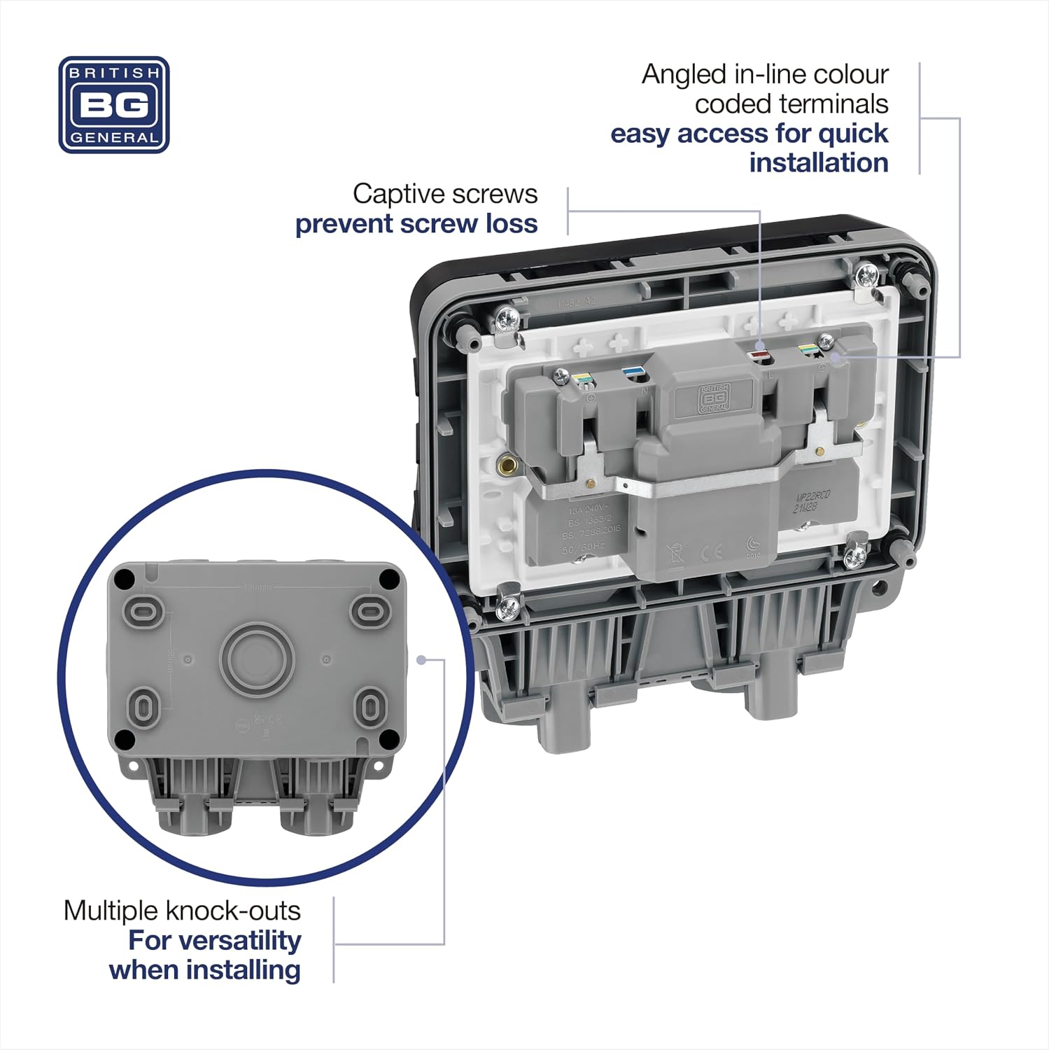 Thumbnail 2 de BG Electrical WP22RCD-01 Double Weatherproof Socket