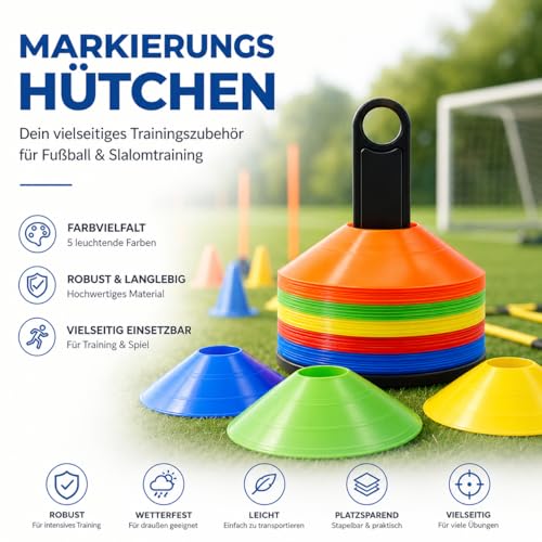 Detalle de OUTDOORN 20 cônes de marquage colorés pour entraînement football et slalom