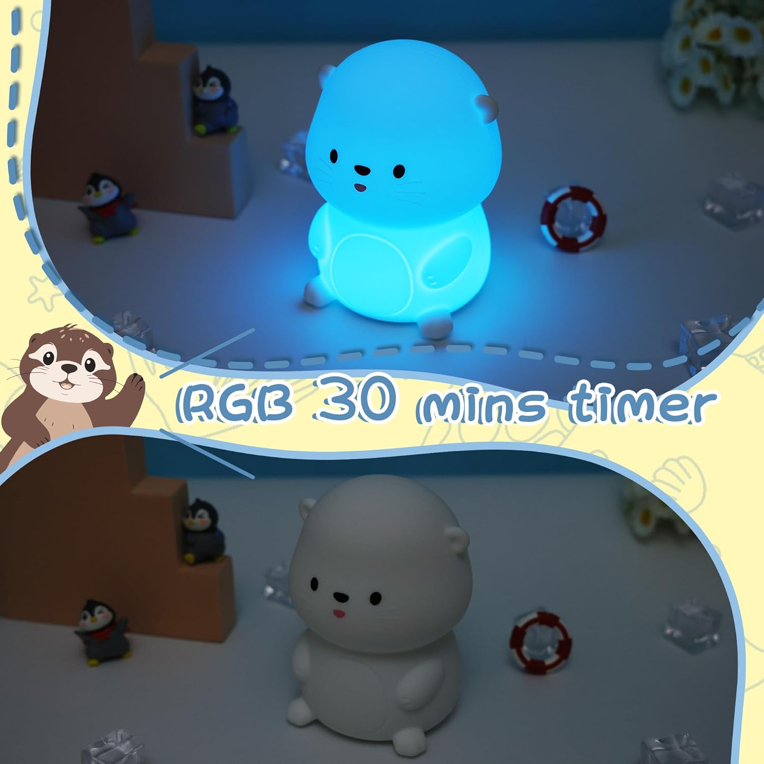 Thumbnail 3 de YuanDian Seeotter Nachtlicht für Kinder – süßes Baby-Stilllicht aus BPA-freier Silikonform