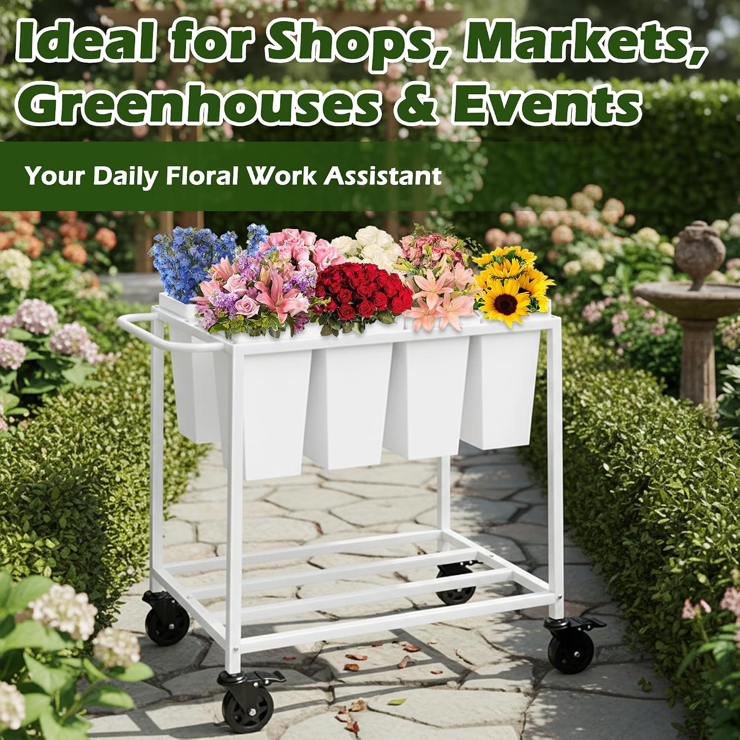 Detalle de Verssure Flower Display Cart, 8 Buckets