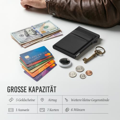 Thumbnail 6 de YESIIW Porte Carte Homme en Aluminium avec Pop-Up et Blocage RFID – Noir Européenne