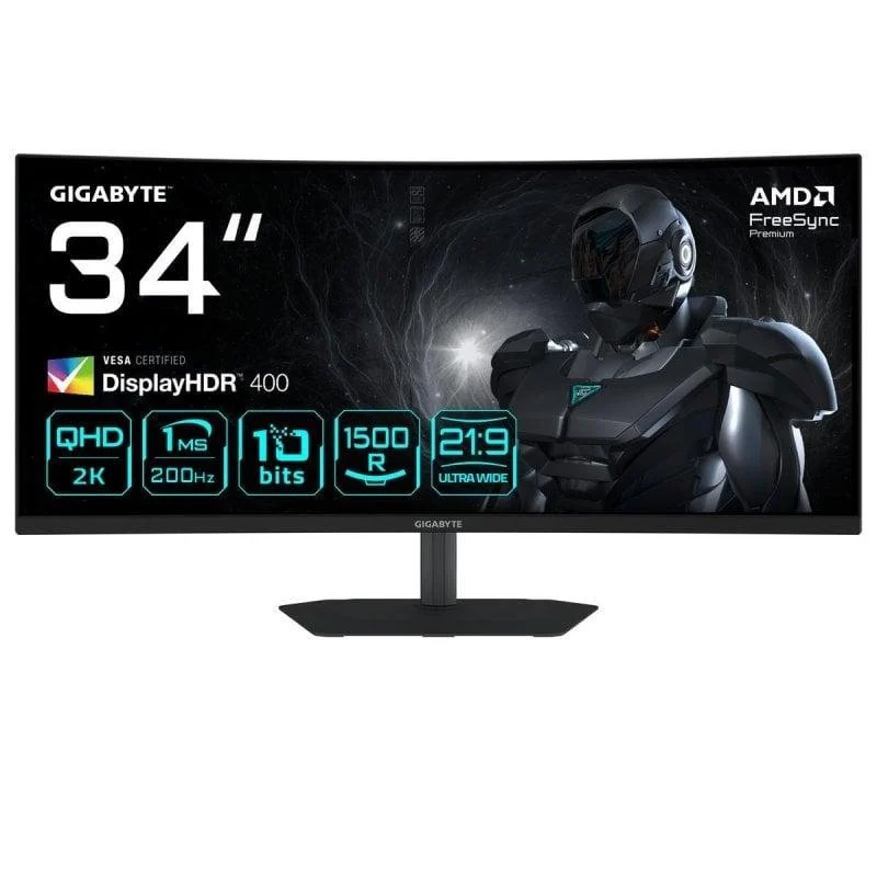 Detalle de Gigabyte G34WQC2 34" UltraWide: gaming envolvente a 200 Hz con curvatura VA