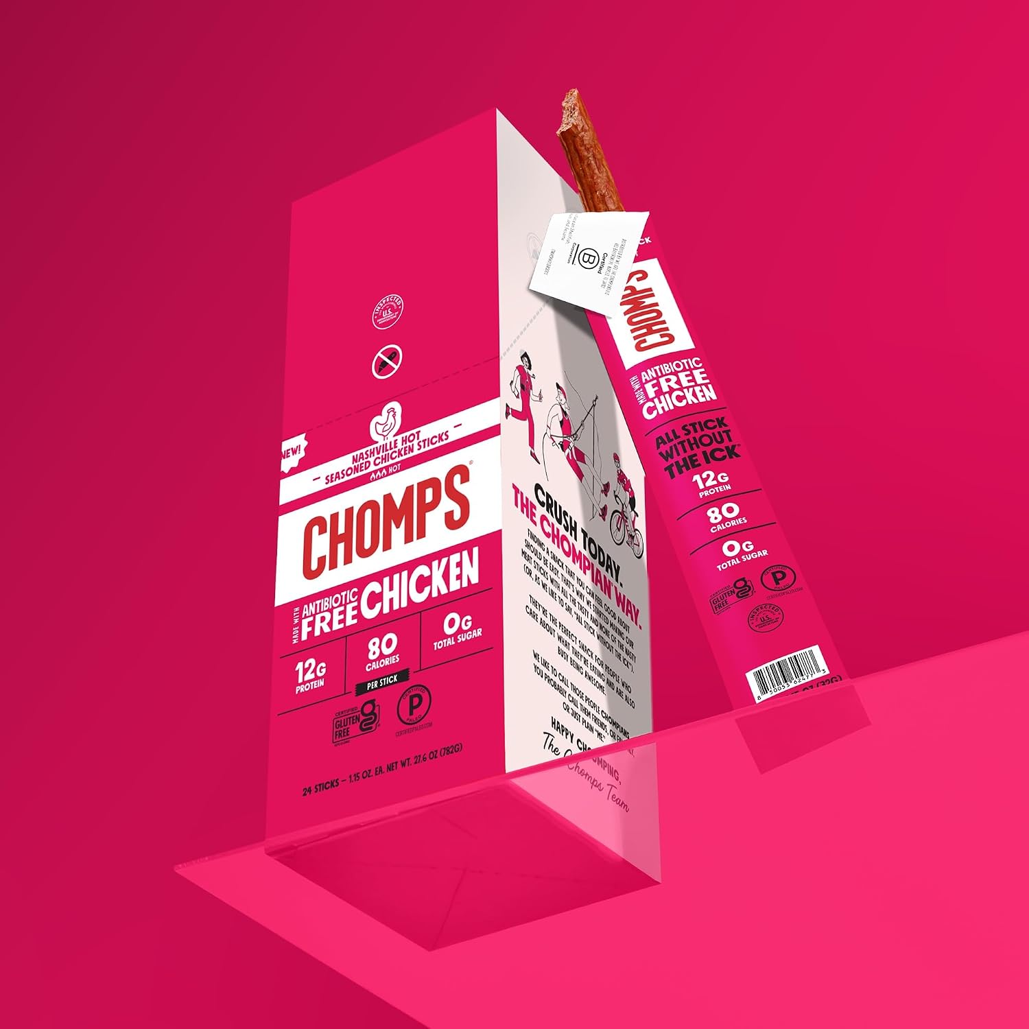 Thumbnail 6 de Chomps Nashville Hot Chicken Snack Sticks, 12g Protein, Zero Sugar, 10 Count