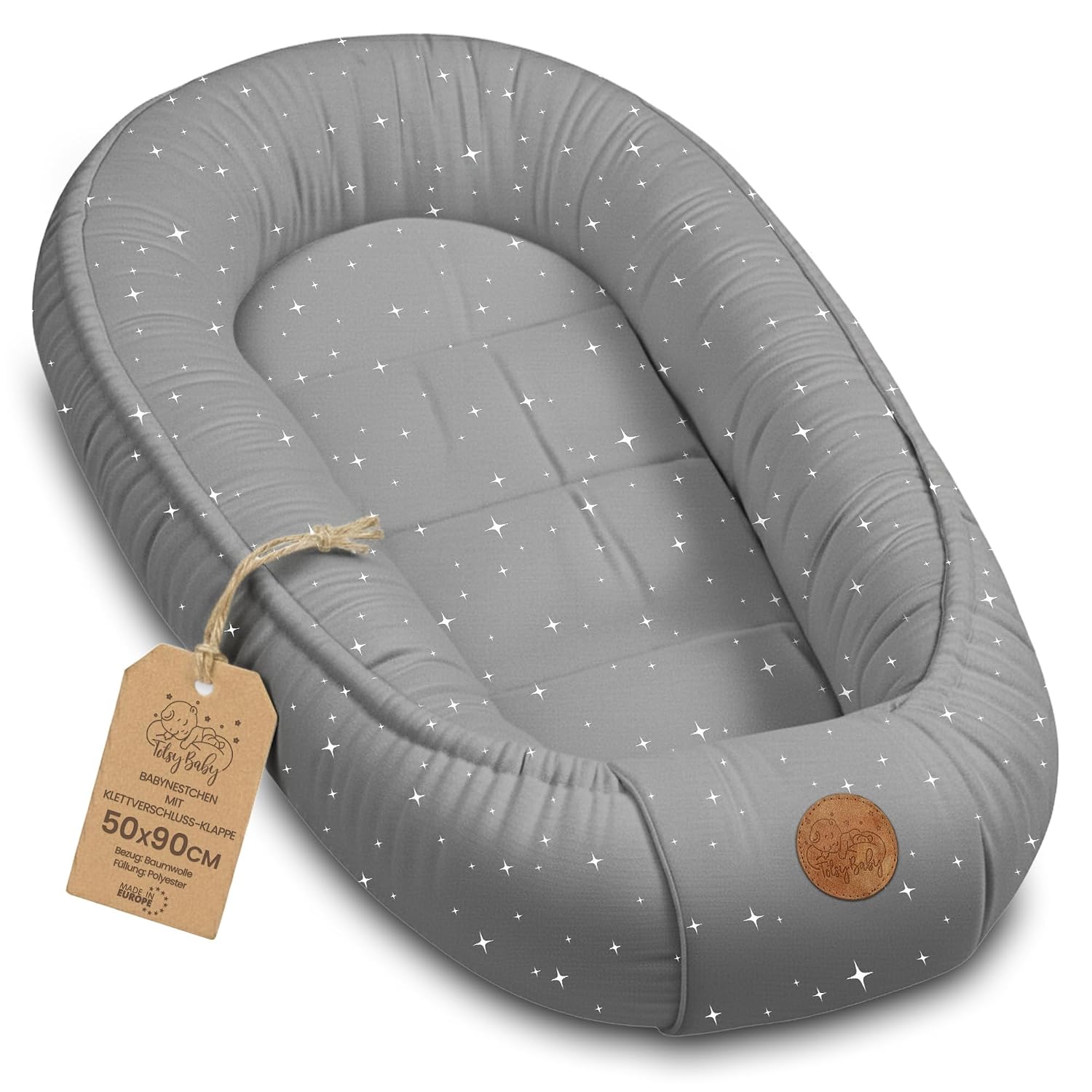 Detalle de Babynest Babynestchen Neugeborene (90 x 50 cm) – tragbares Nest für Bett & unterwegs, Galaxie