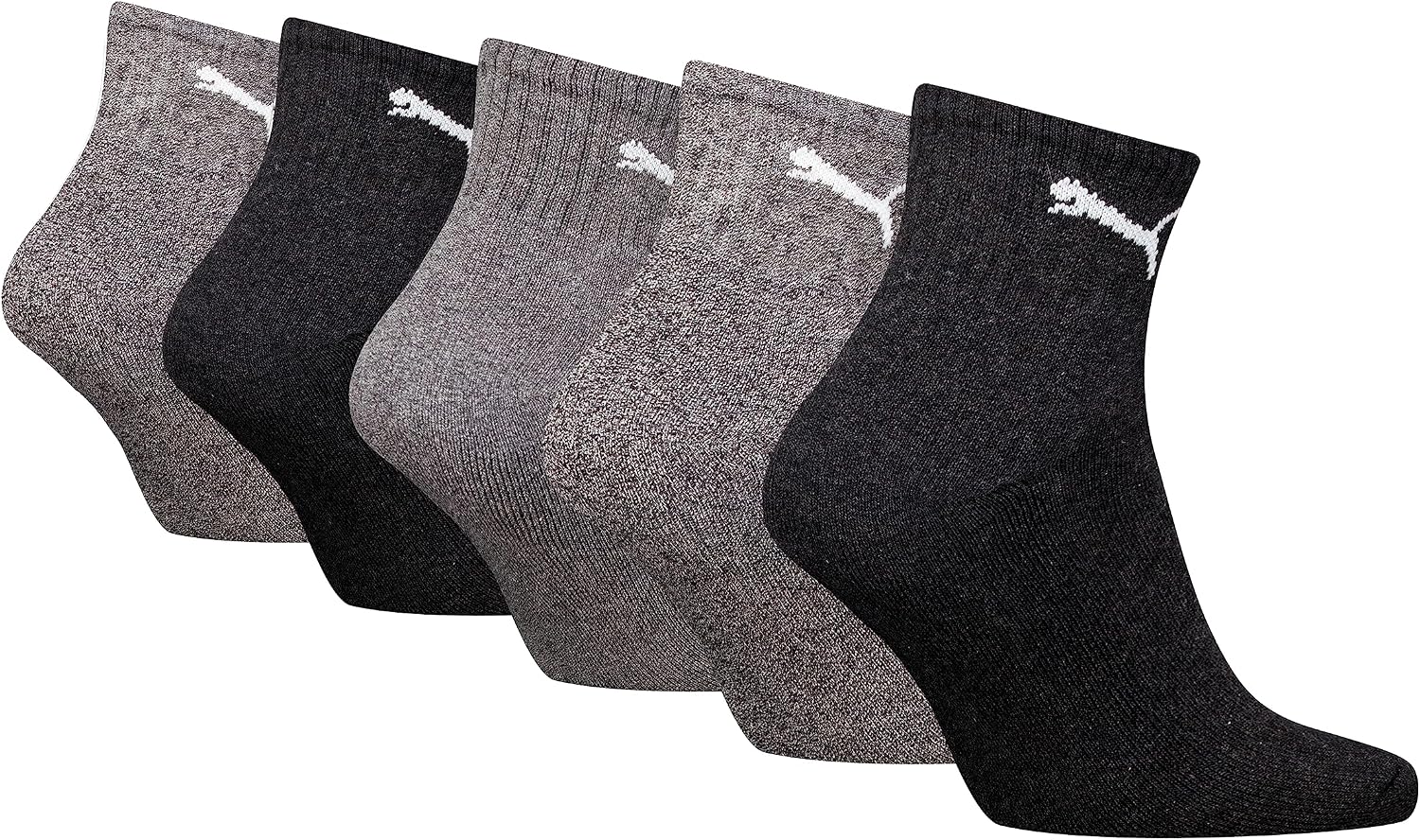 Detalle 2 de PUMA Lot de 5 Paires de Chaussettes Courtes Unisex – Confort coton et ajustement fiable