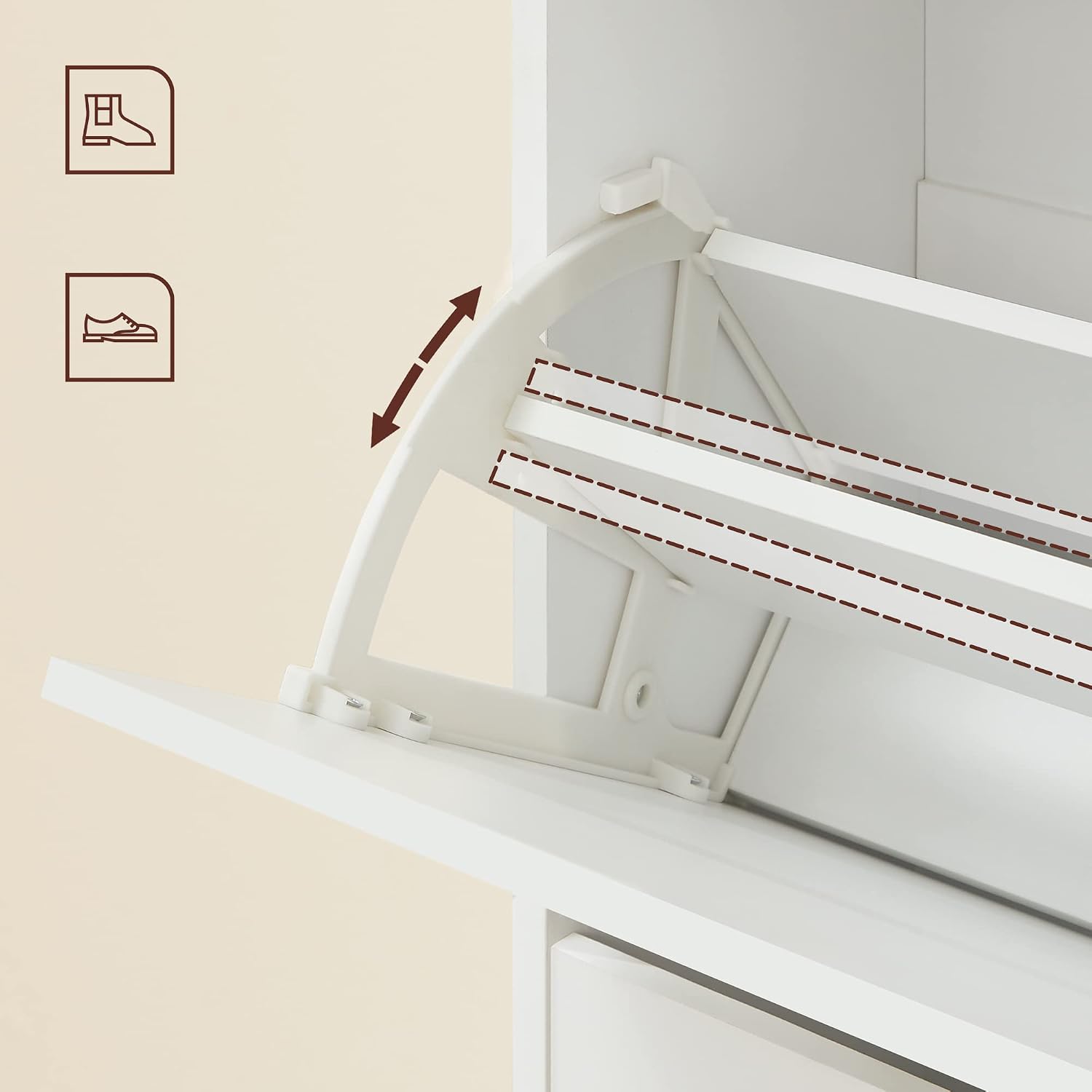 Thumbnail 6 de VASAGLE LBC03WT 3-Door Shoe Cabinet, Slim White Cupboard with Adjustable Tiers