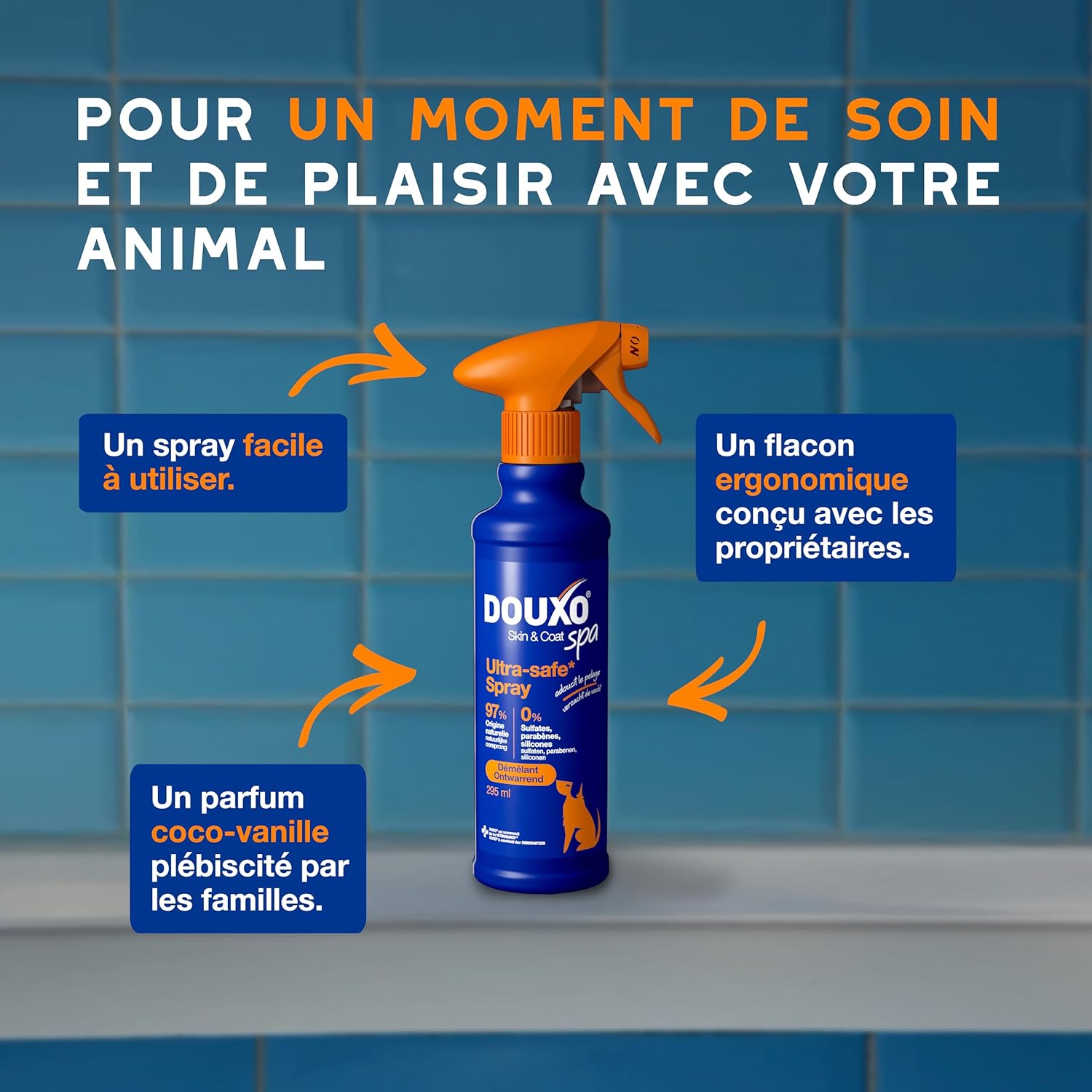 Detalle de DOUXO Skin & Coat Spa – Spray démêlant Ultra-Safe pour chiens, 340 mL