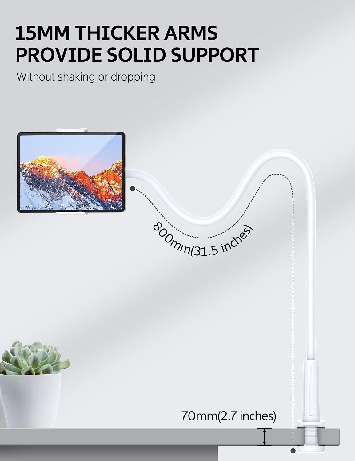 Detalle 2 de Rupoku Gooseneck Tablet Holder Phone Stand review: versatile 360° adjustability for beds, desks and sofas