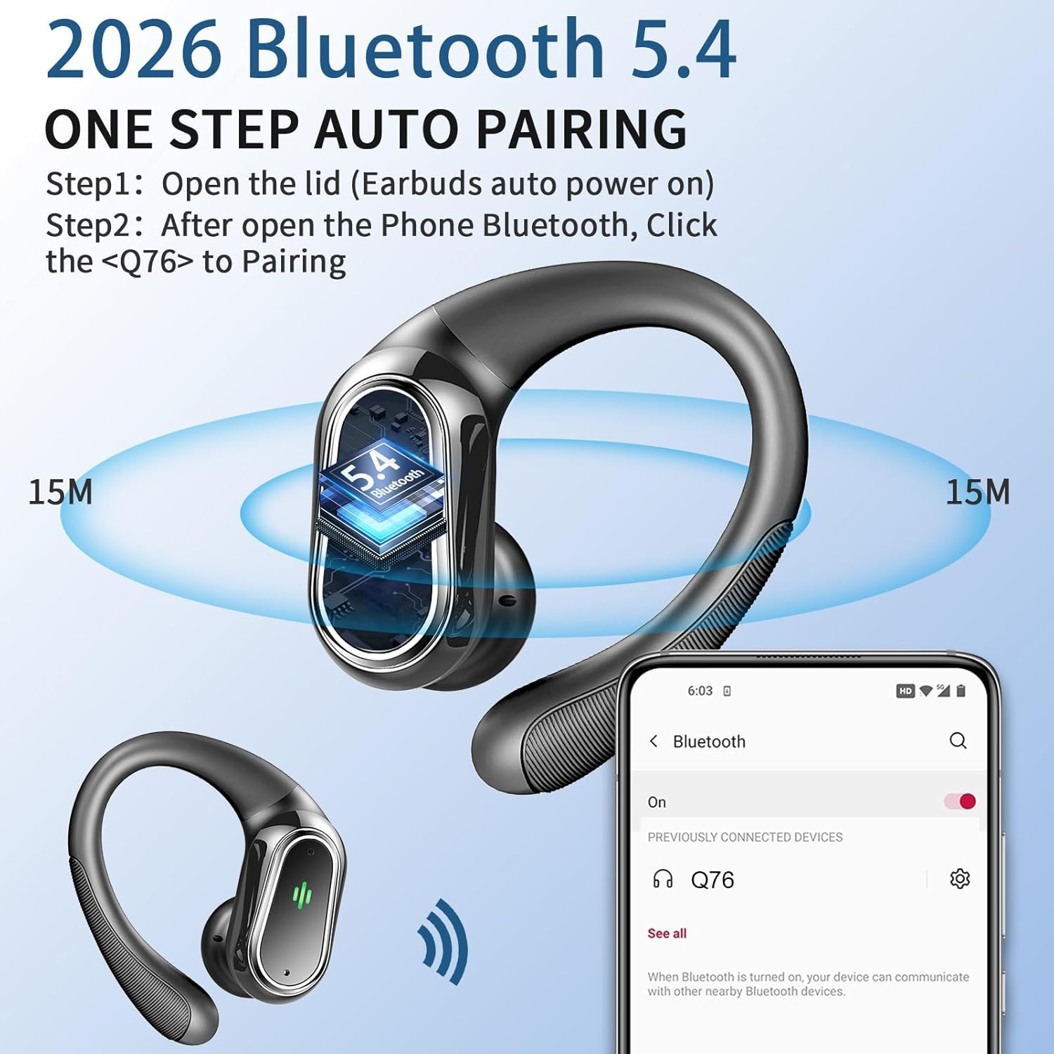 Thumbnail 2 de Rolosar Auriculares Bluetooth 5.4 Deportivos 50H