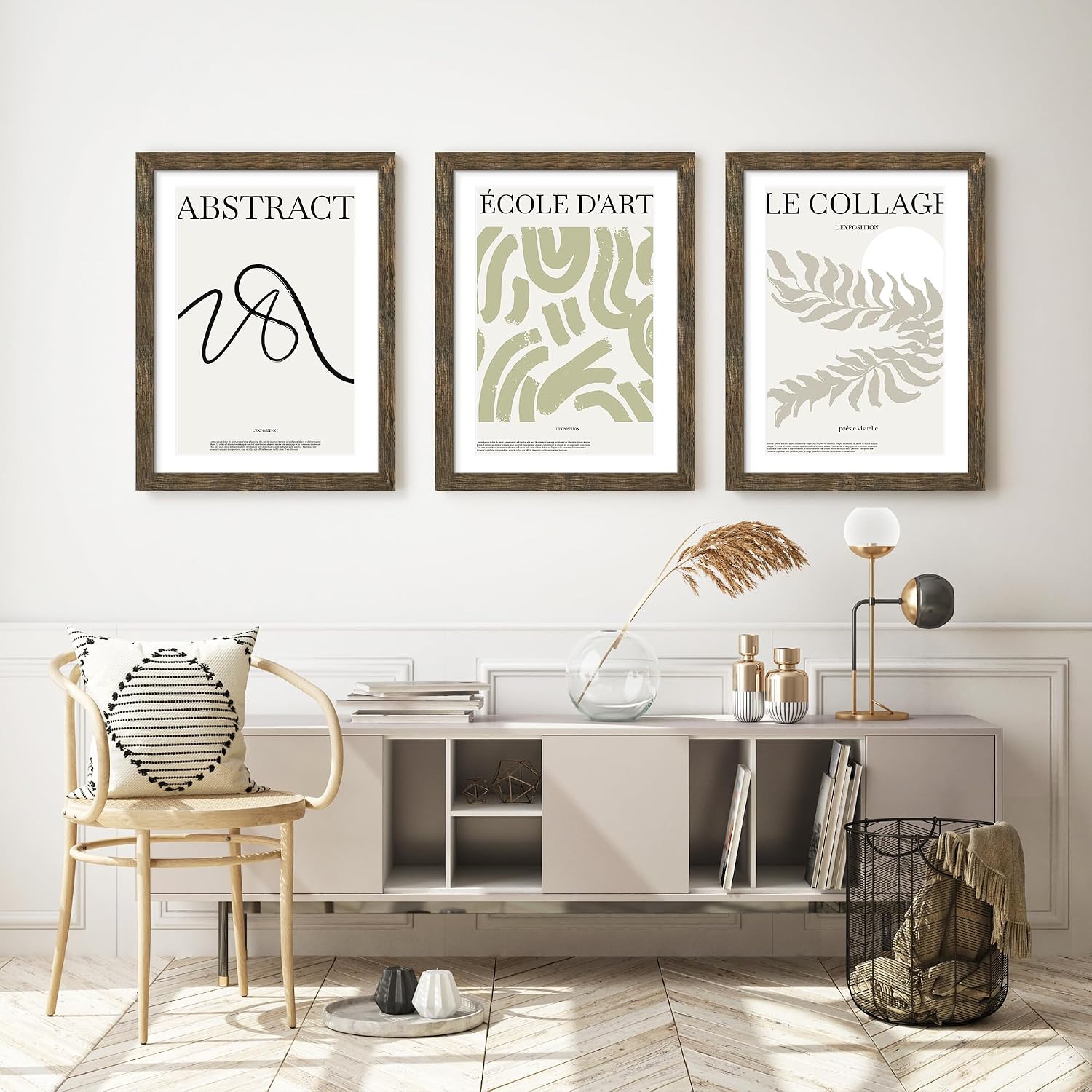 Detalle de Picrit 20x27 Picture Frame 3 Pack in Brown with Mat – Flexible Wall Display