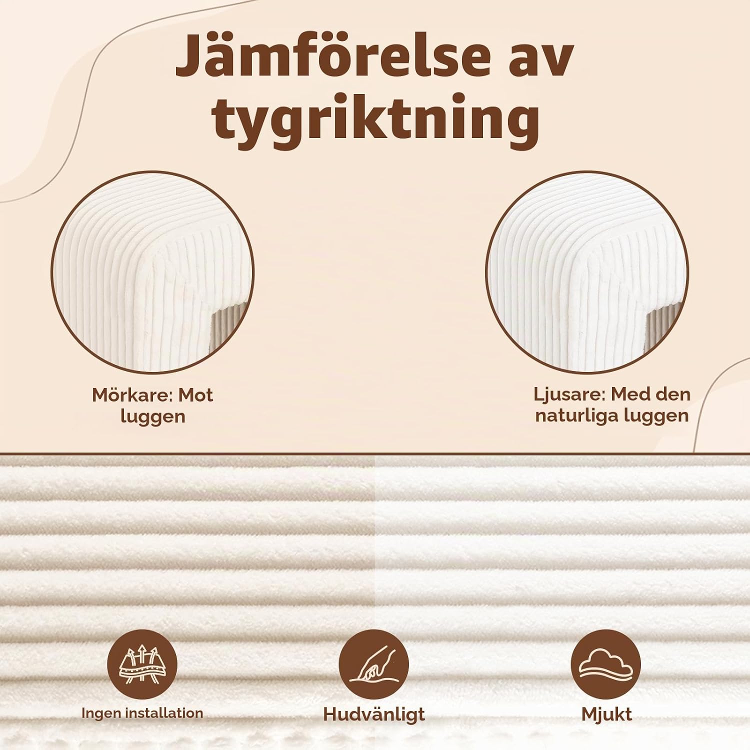 Detalle 1 de Clevich SF18219 sittbänk med två pallar, beige klädsel och trästomme