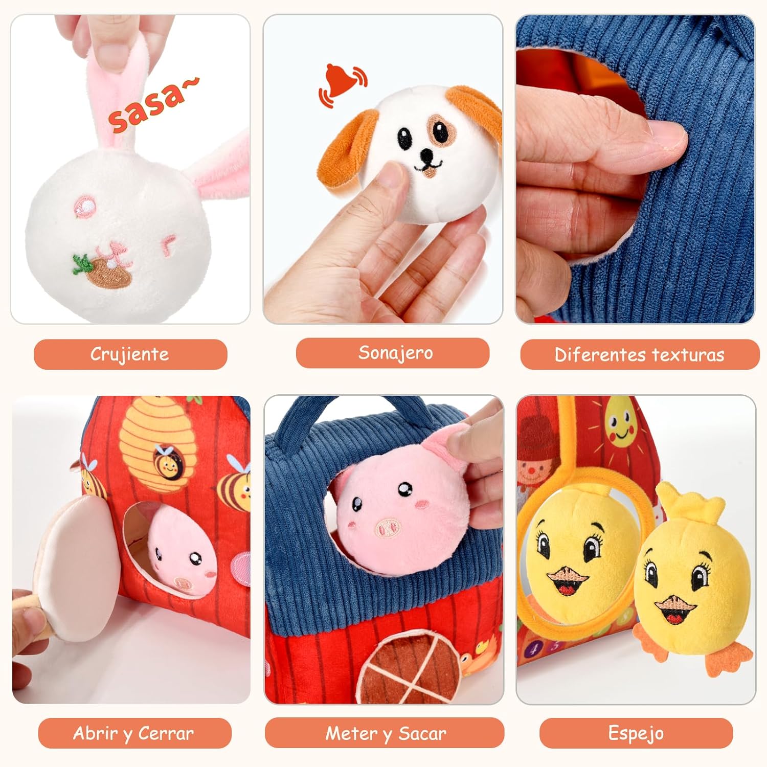 Detalle de Loyzico Juguetes Bebes Granja con 6 animales