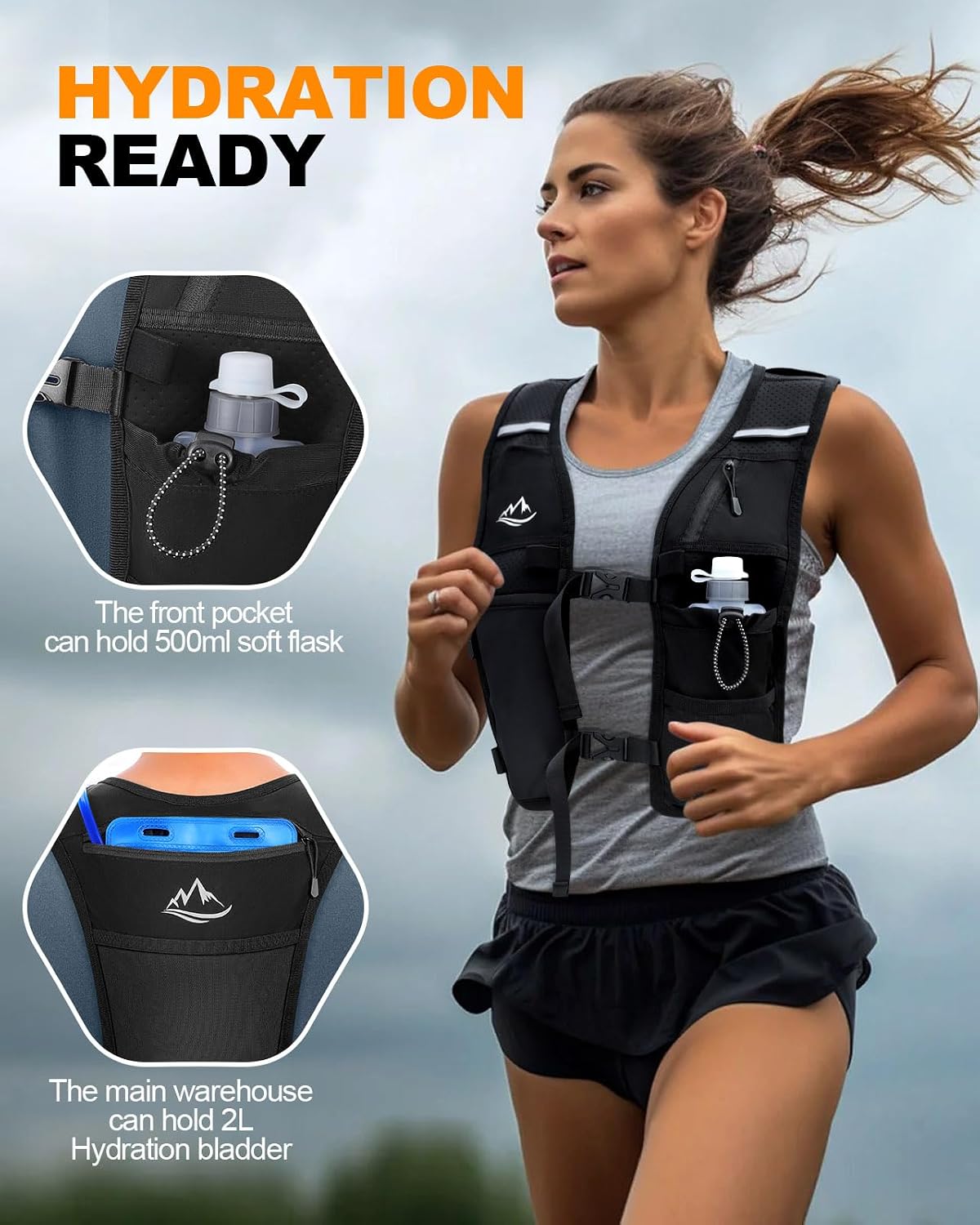 Detalle de ISEYOU Running Vest: Adjustable Unisex Reflective Vest with Waterproof Phone Pocket and 7 Storage Compartments