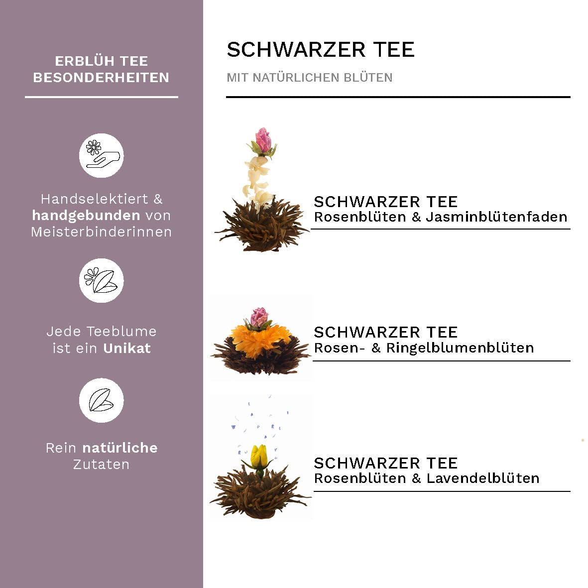 Detalle de Creano Erblühtee Geschenkset 6 Teeblumen ❤️🍵
