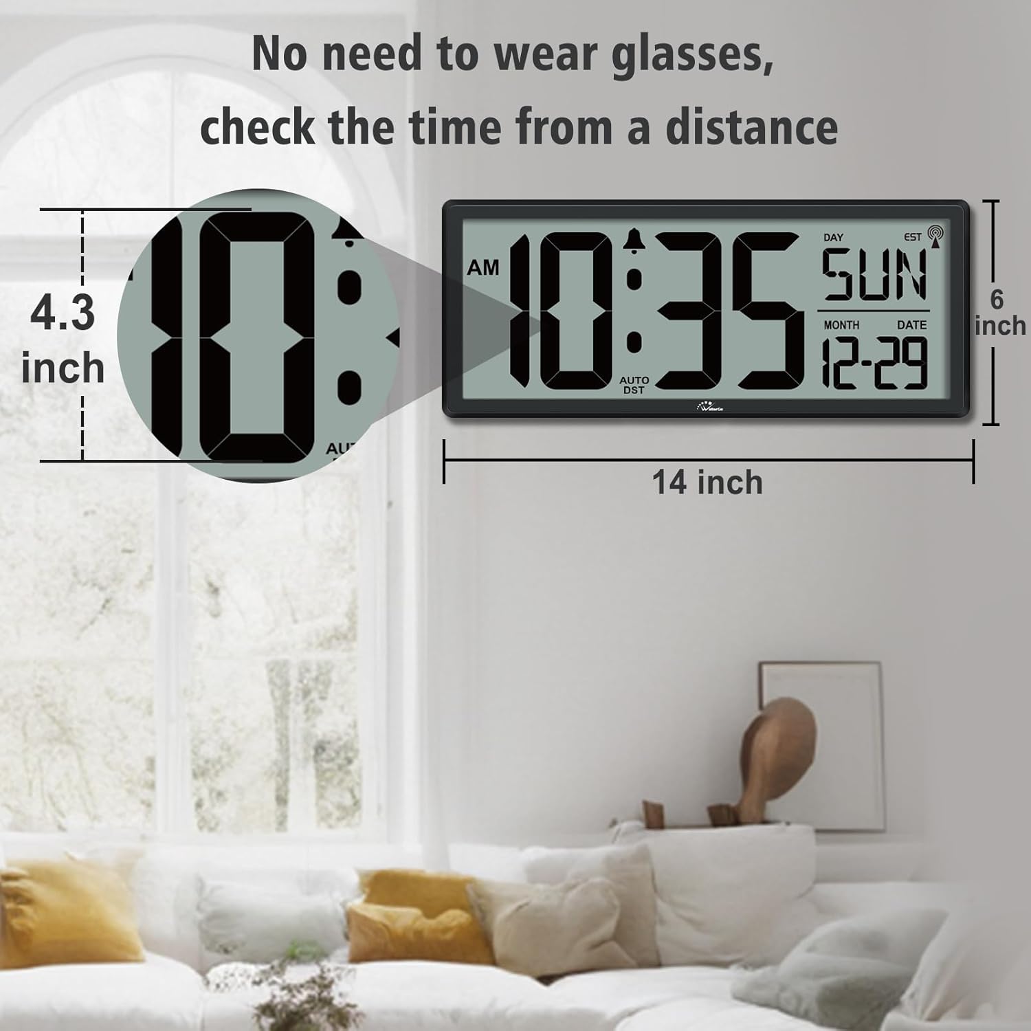 Detalle de WallarGe Digital Wall Clock 14.5-inch