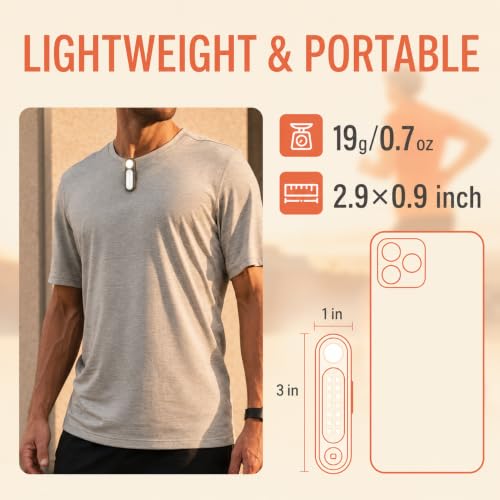 Detalle de Yaklim Clip on Flashlight: Rechargeable Running Light for Runners and Dog Walking