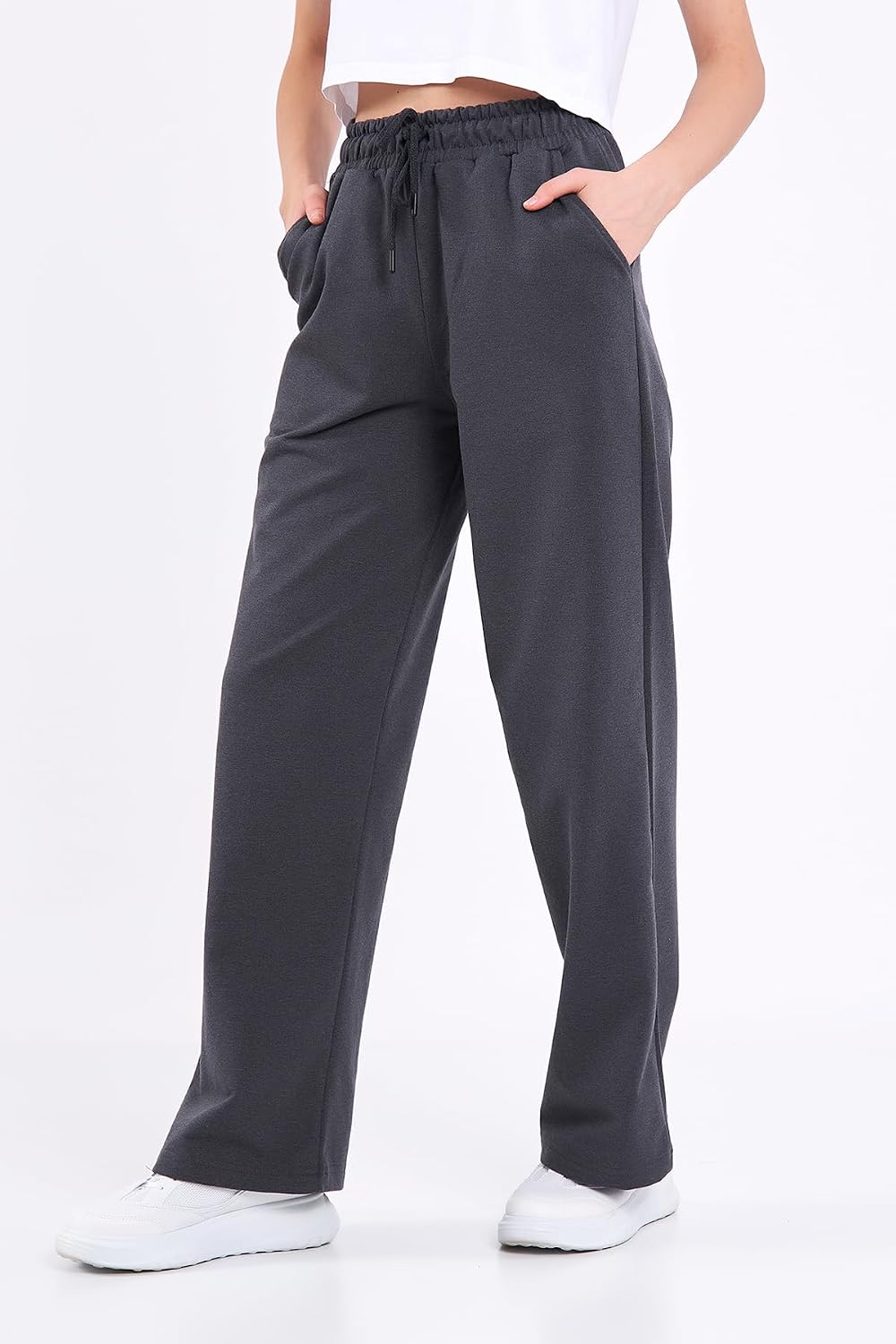 Detalle de COMEOR Women’s Jogging Bottoms – lightweight breathable cotton straight-leg joggers with pockets
