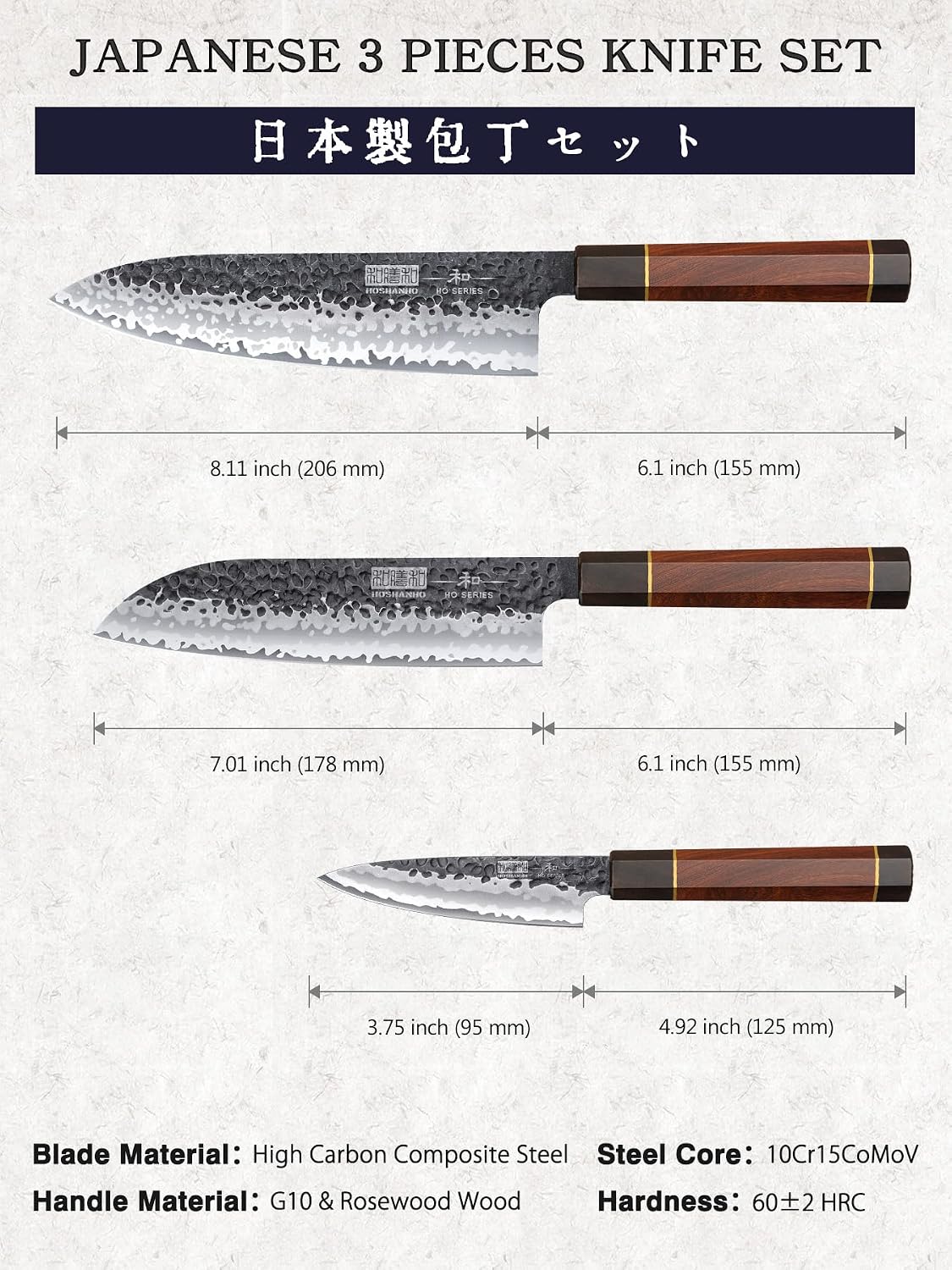 Detalle de HOSHANHO Kitchen Knife Set, High-Carbon Steel